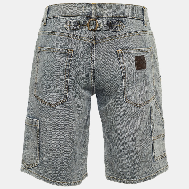 

Dolce & Gabbana Indigo Distressed Denim Shorts Waist: 31", Blue