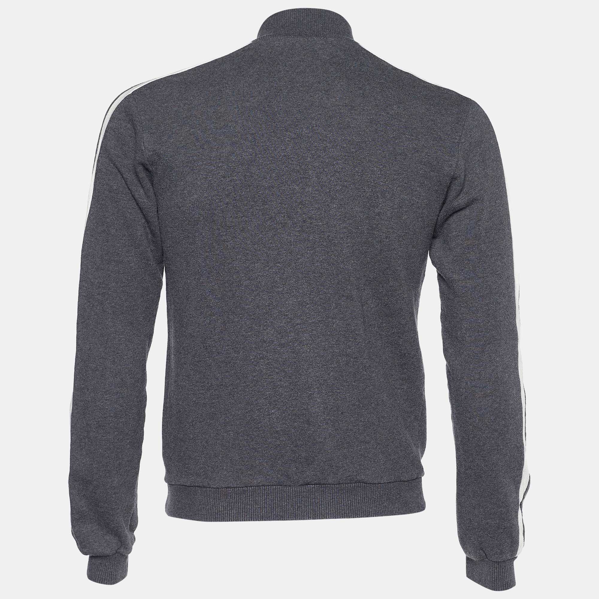 

Dolce & Gabbana Grey Rib Knit Cotton Zip Front Jacket