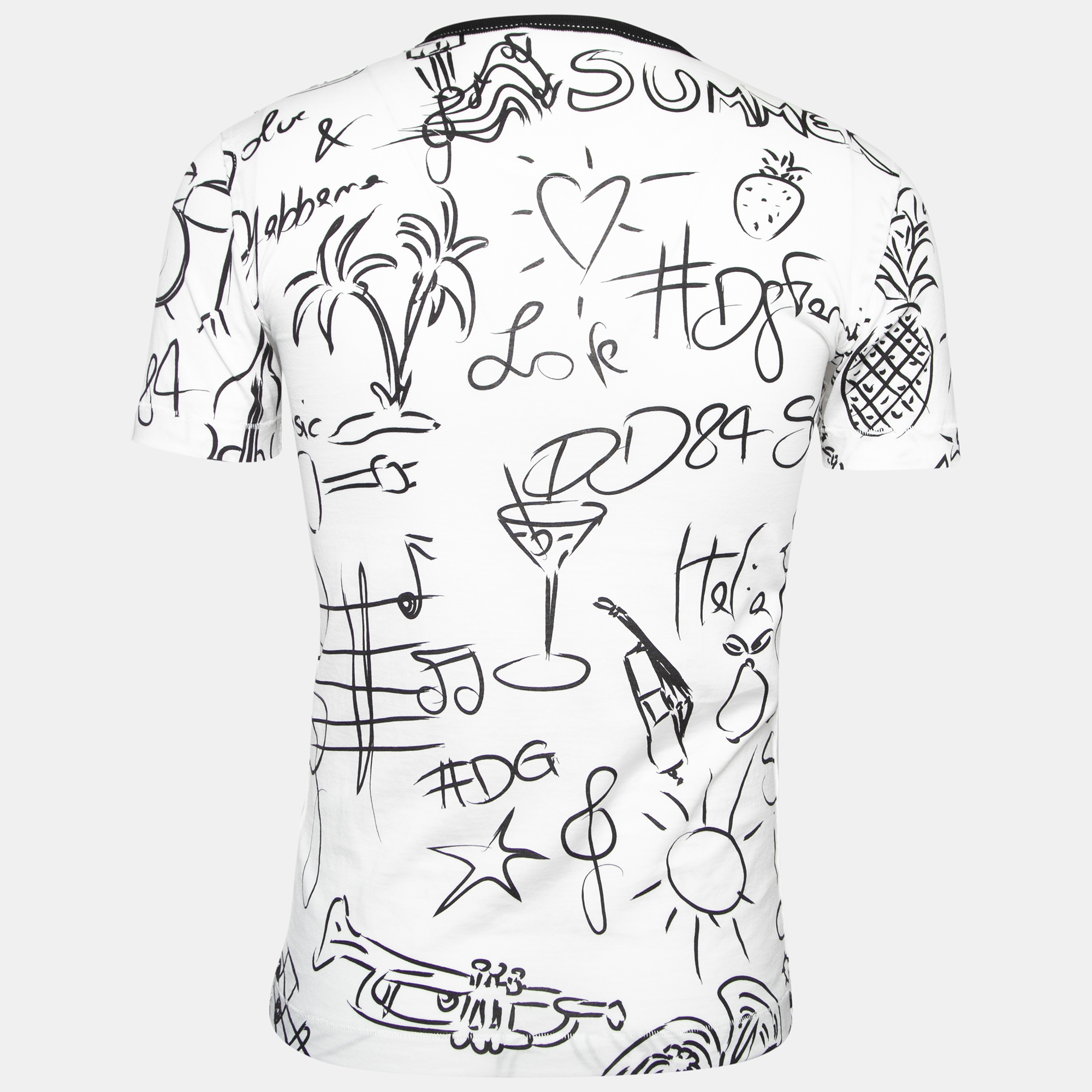 

Dolce & Gabbana White Printed Cotton Short Sleeve T-Shirt