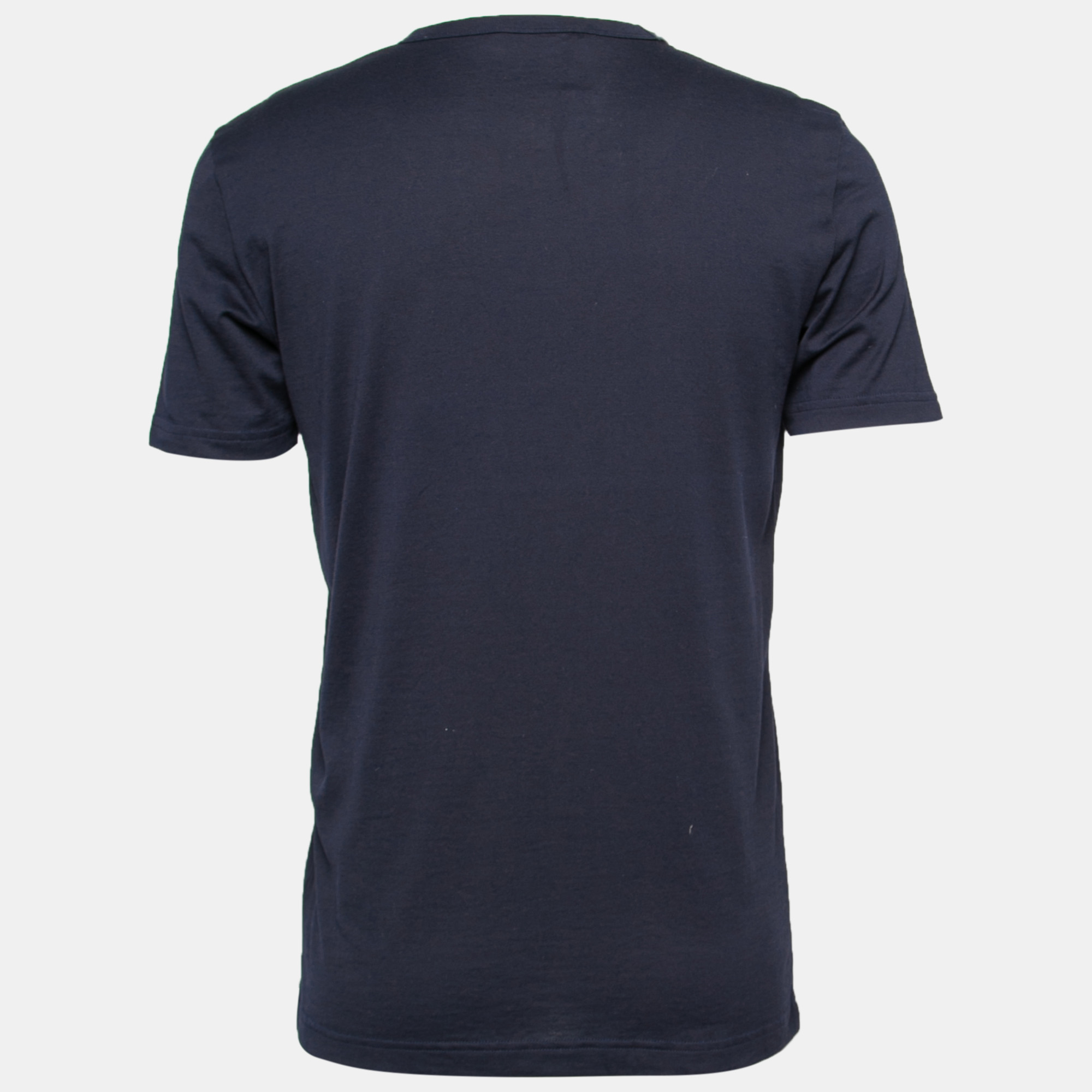 

Dolce & Gabbana Navy Blue Angel Printed Cotton Crew Neck T-Shirt
