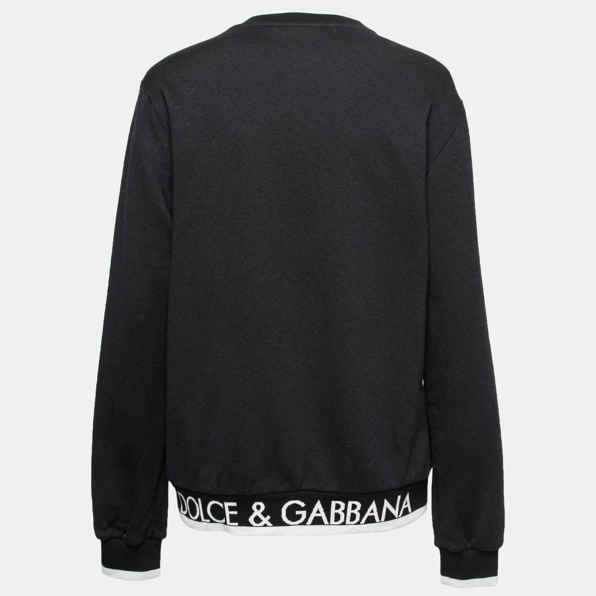 

Dolce & Gabbana Black Cotton Embroidered Crew Neck Sweatshirt