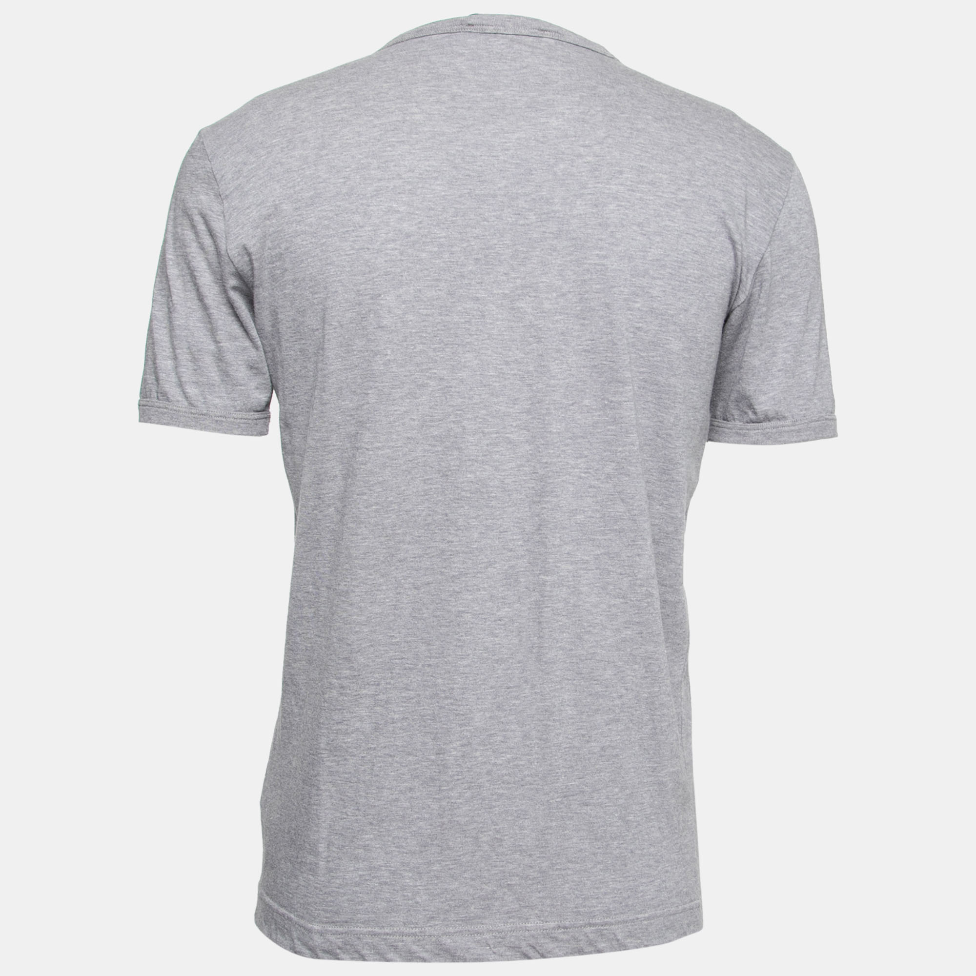 

Dolce & Gabbana Grey Cotton Embroidered Crew Neck T-Shirt