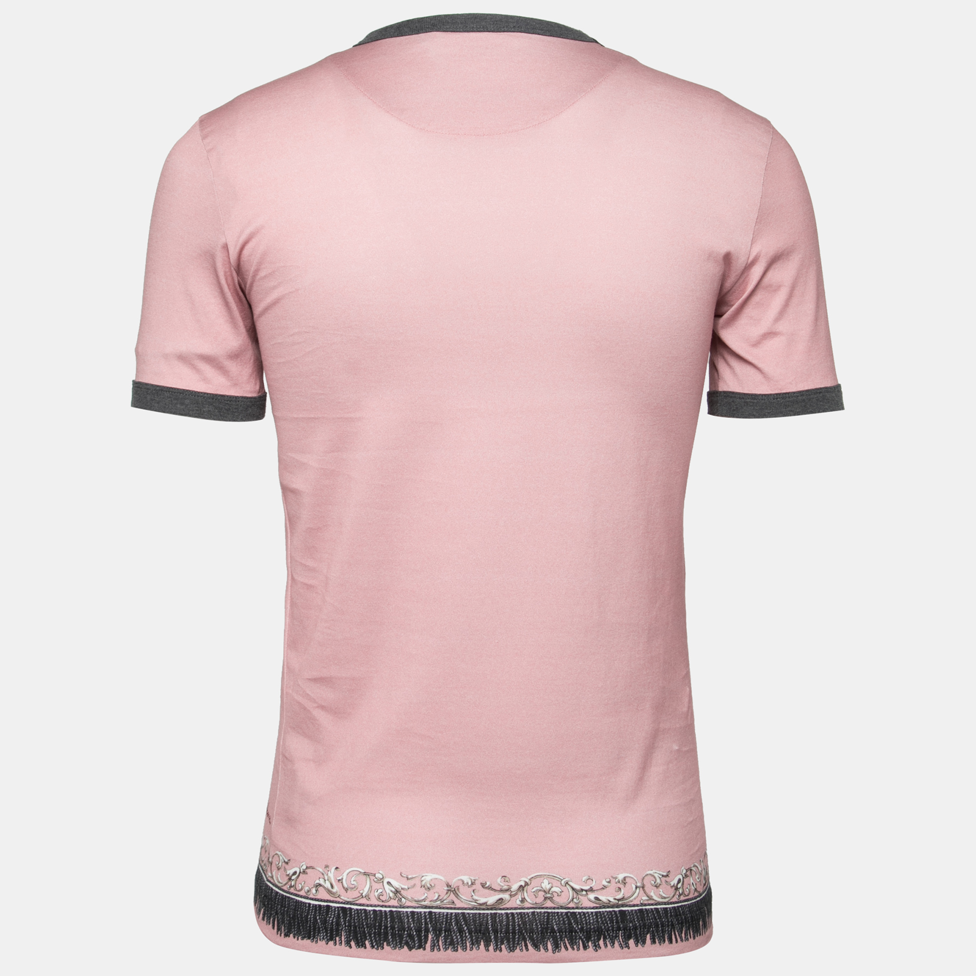 

Dolce & Gabbana Pink Crest Printed Cotton Crewneck T-Shirt