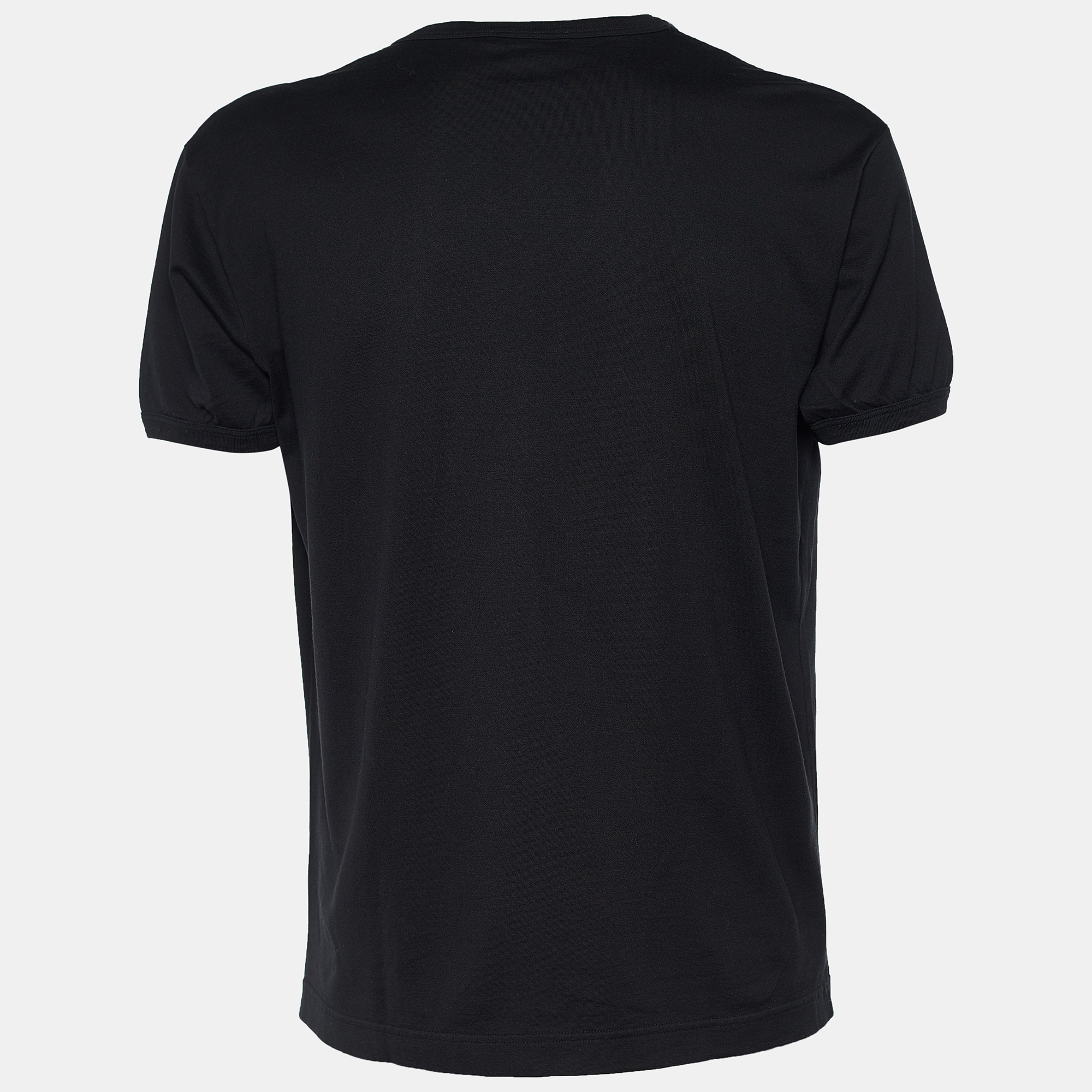

Dolce & Gabbana Black Cotton V-Neck T-Shirt