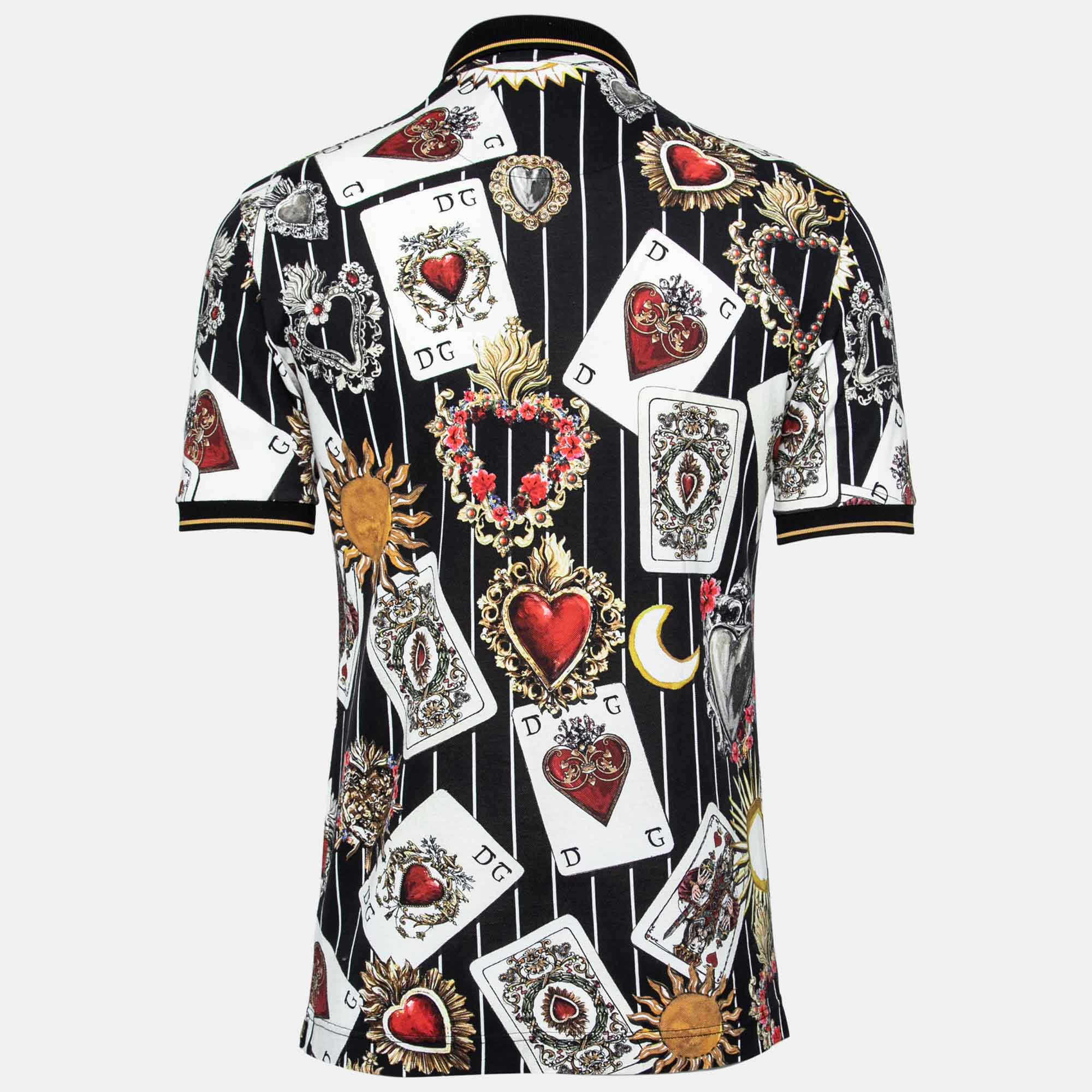

Dolce & Gabbana Multicolor Cards Print Cotton Polo T-Shirt