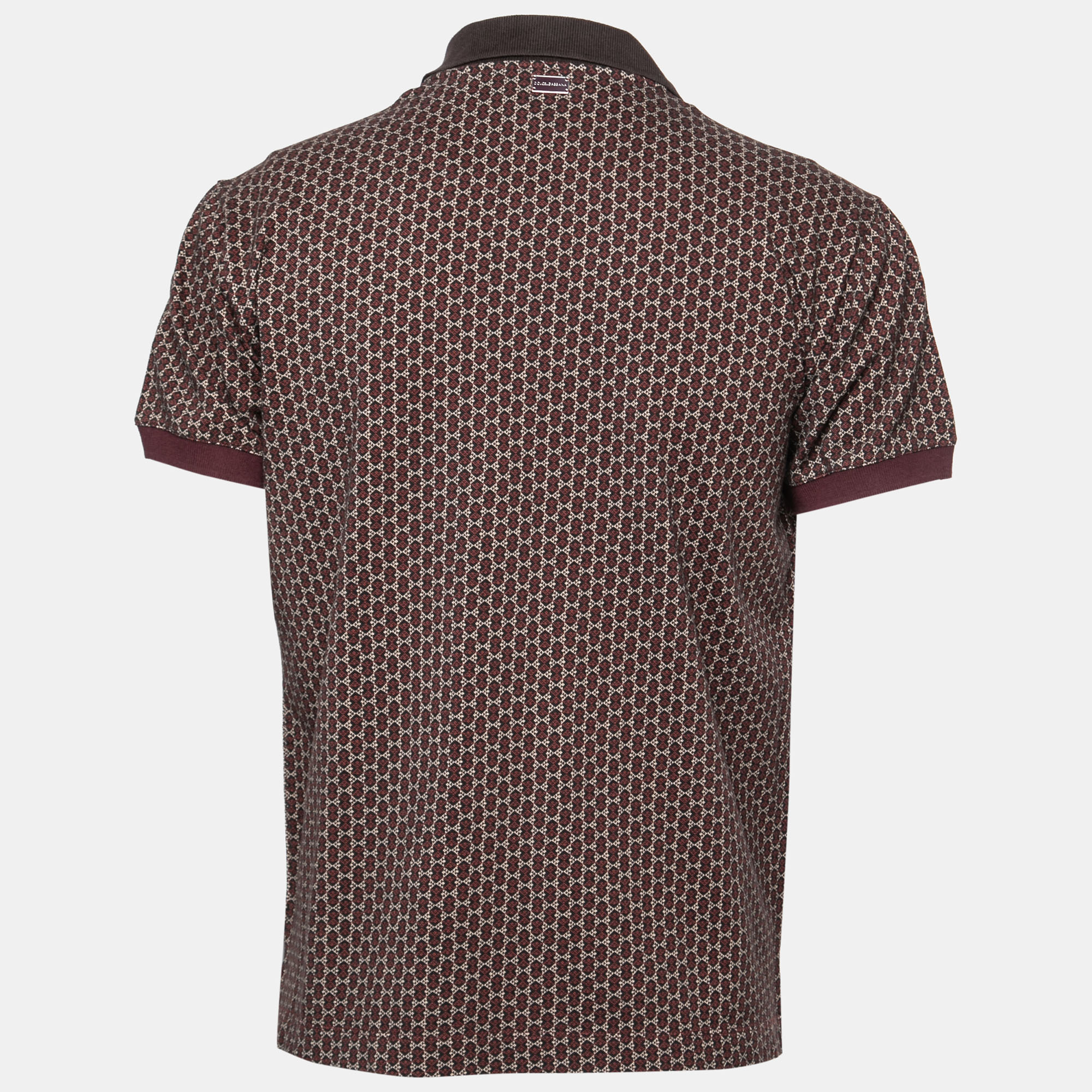 

Dolce & Gabbana Brown Printed Cotton Polo T-Shirt