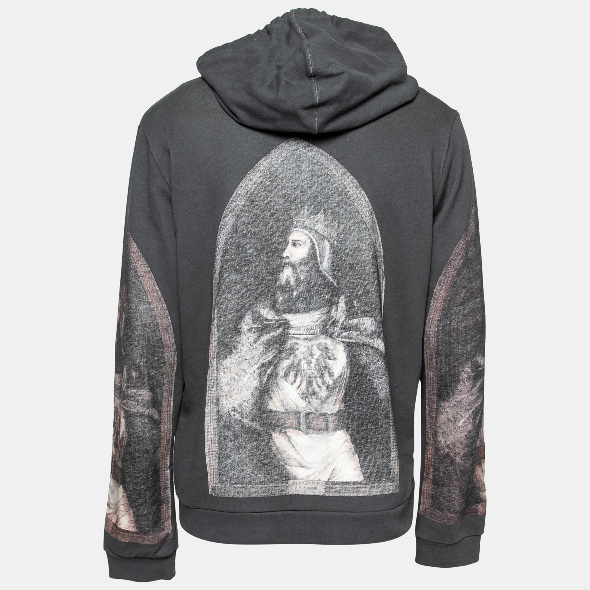 

Dolce & Gabbana Grey Printed Cotton Drawstring Hoodie