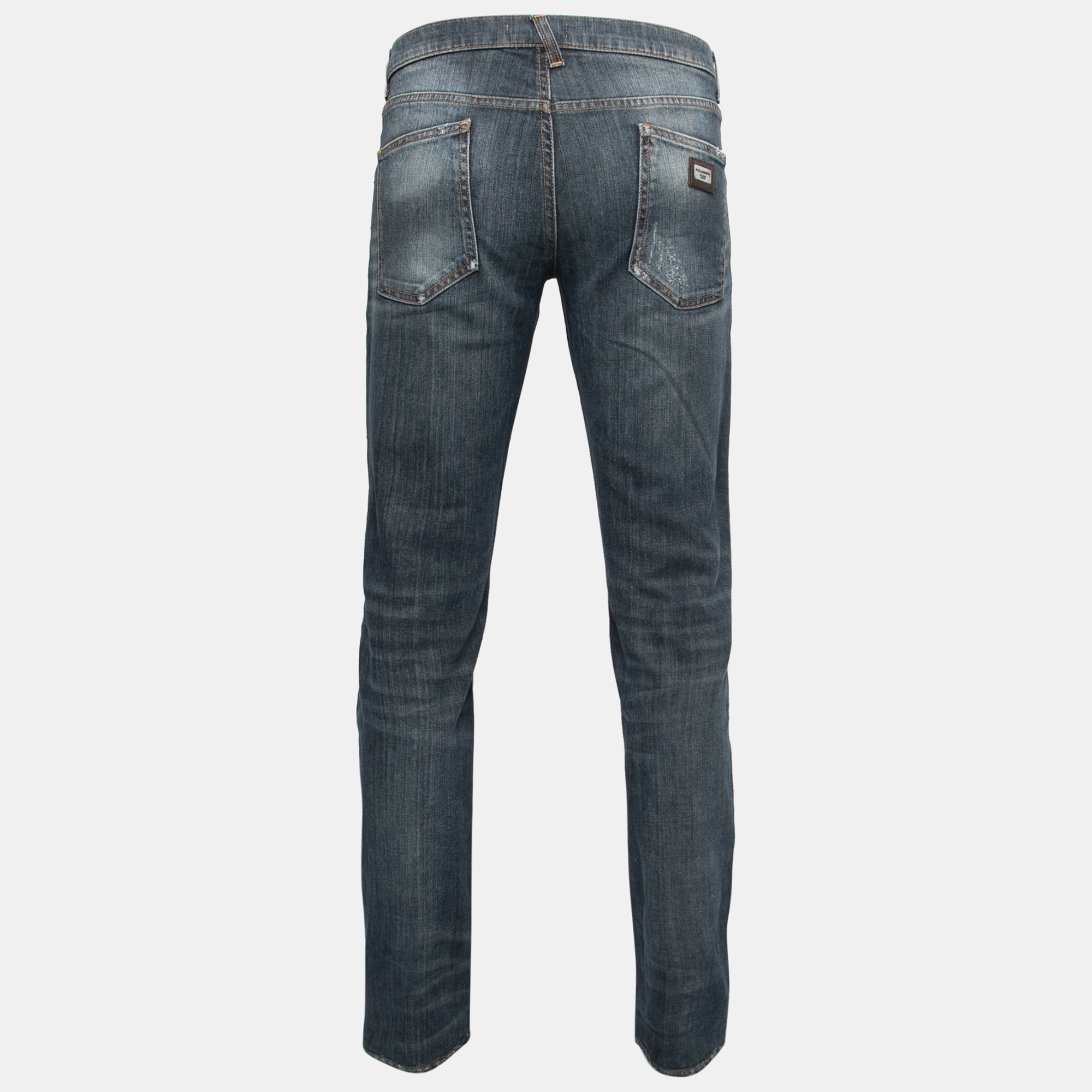 

Dolce & Gabbana Steel Blue Distressed Denim 14 Fit Jeans  Waist 36