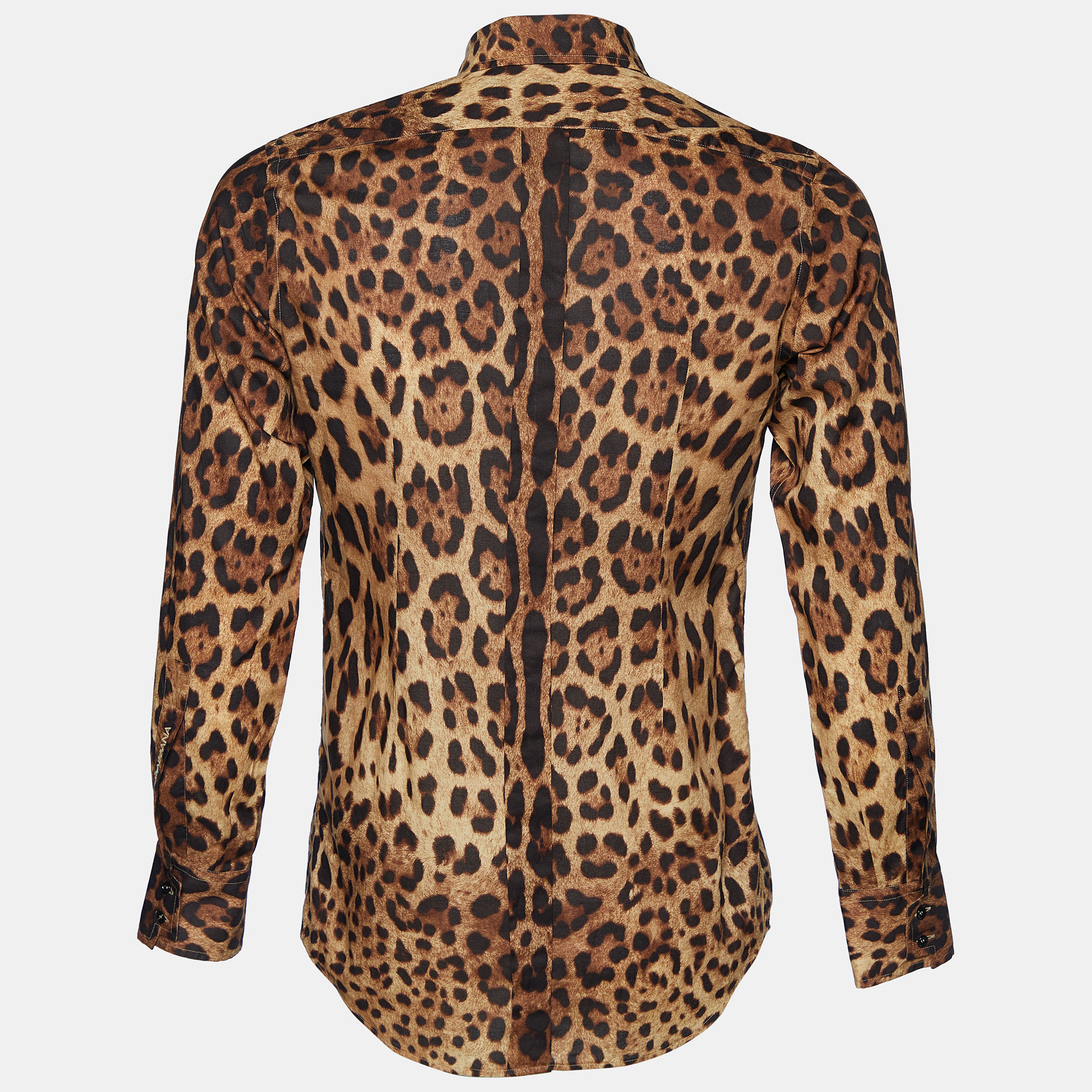 

Dolce & Gabbana Brown Leopard Print Cotton Slim Fit Shirt
