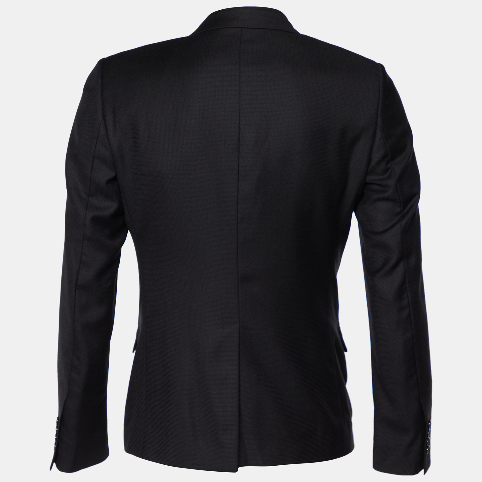 

Dolce & Gabbana Black Textured Wool & Silk Button Front Blazer