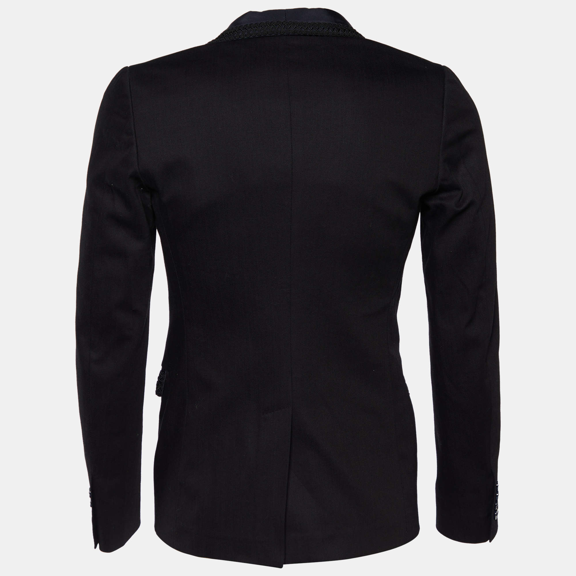 

Dolce & Gabbana Black Cotton Contrast Detail Button Front Blazer