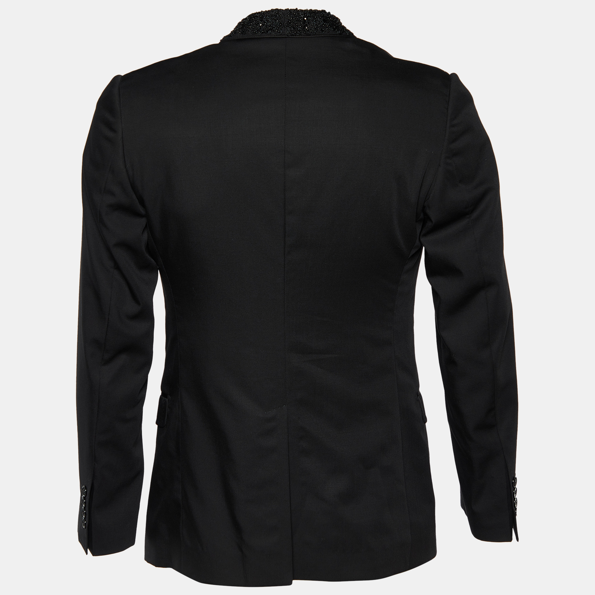 

Dolce & Gabbana Black Wool Embellished Lapel Martini Blazer