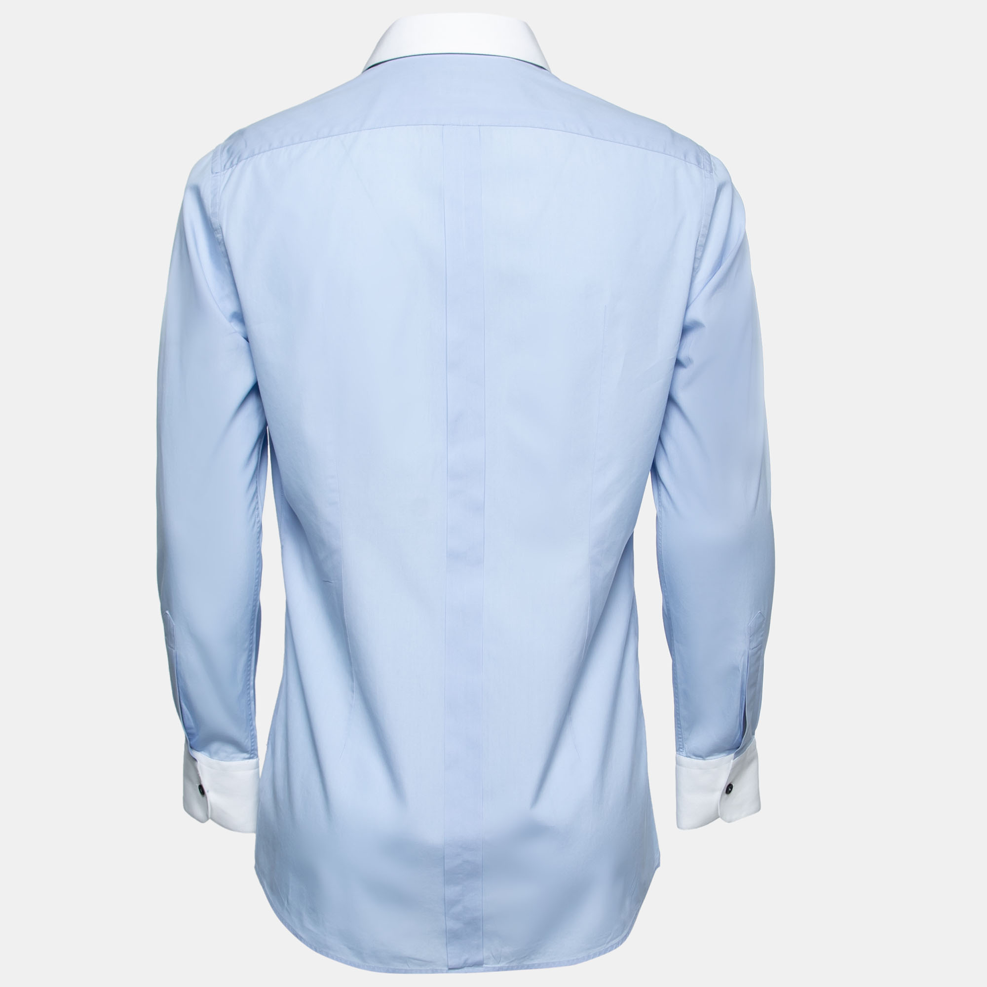 

Dolce & Gabbana Light Blue Cotton Button Front Gold Shirt