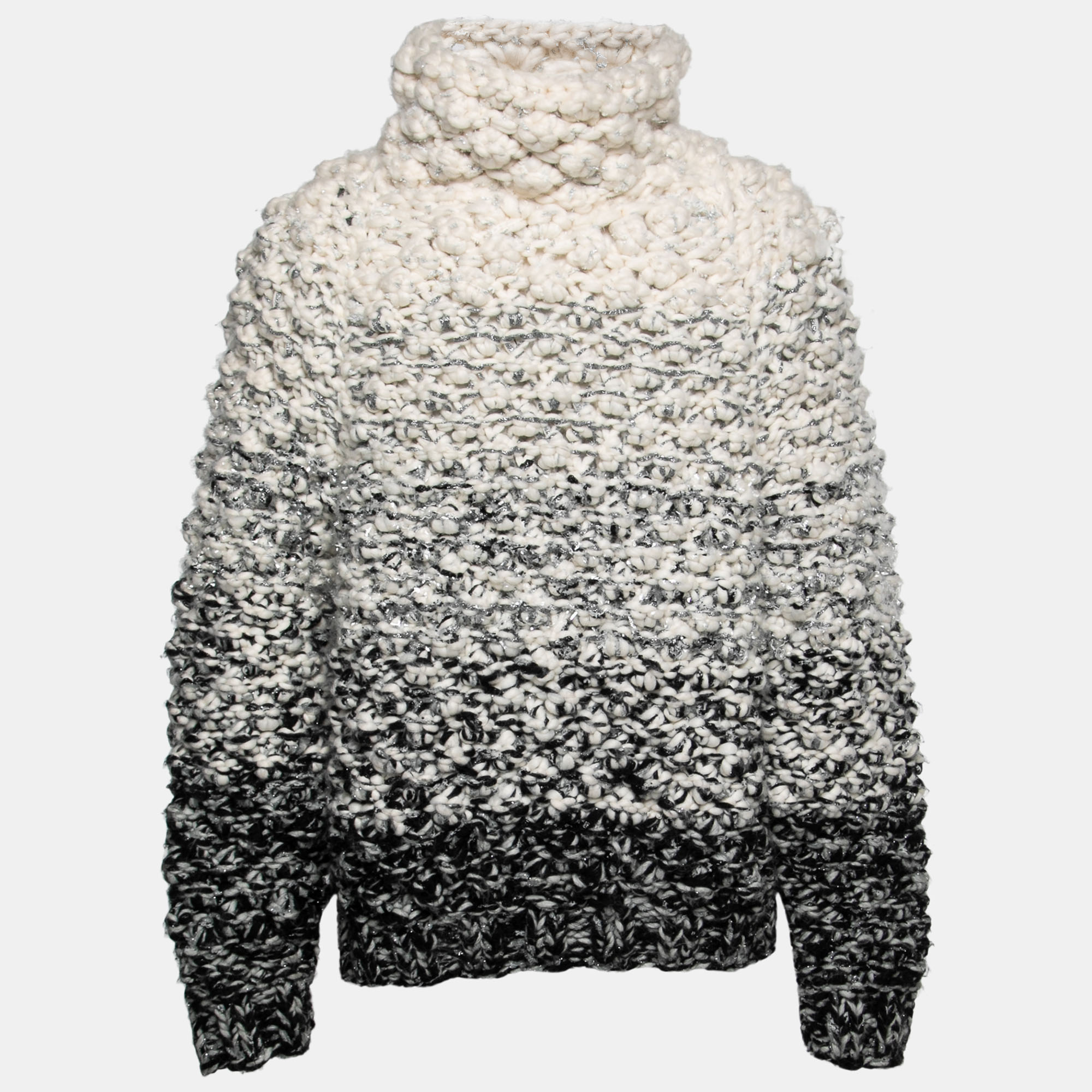 

Dolce & Gabbana White & Black Wool Knitted Sweater