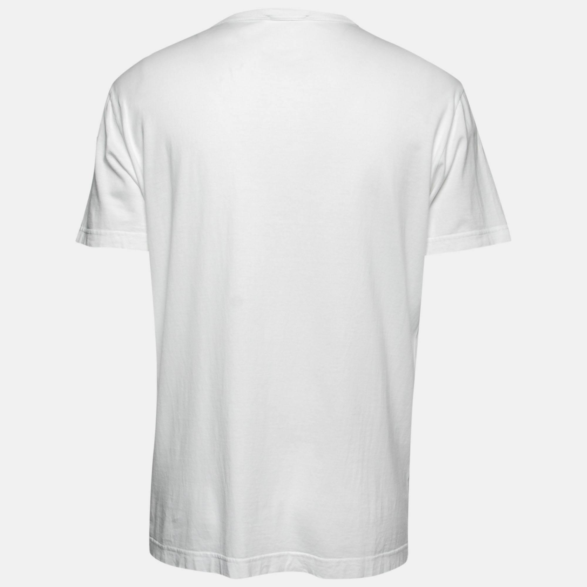 

Dolce & Gabbana White Cotton Logo Patched T-Shirt 2XL