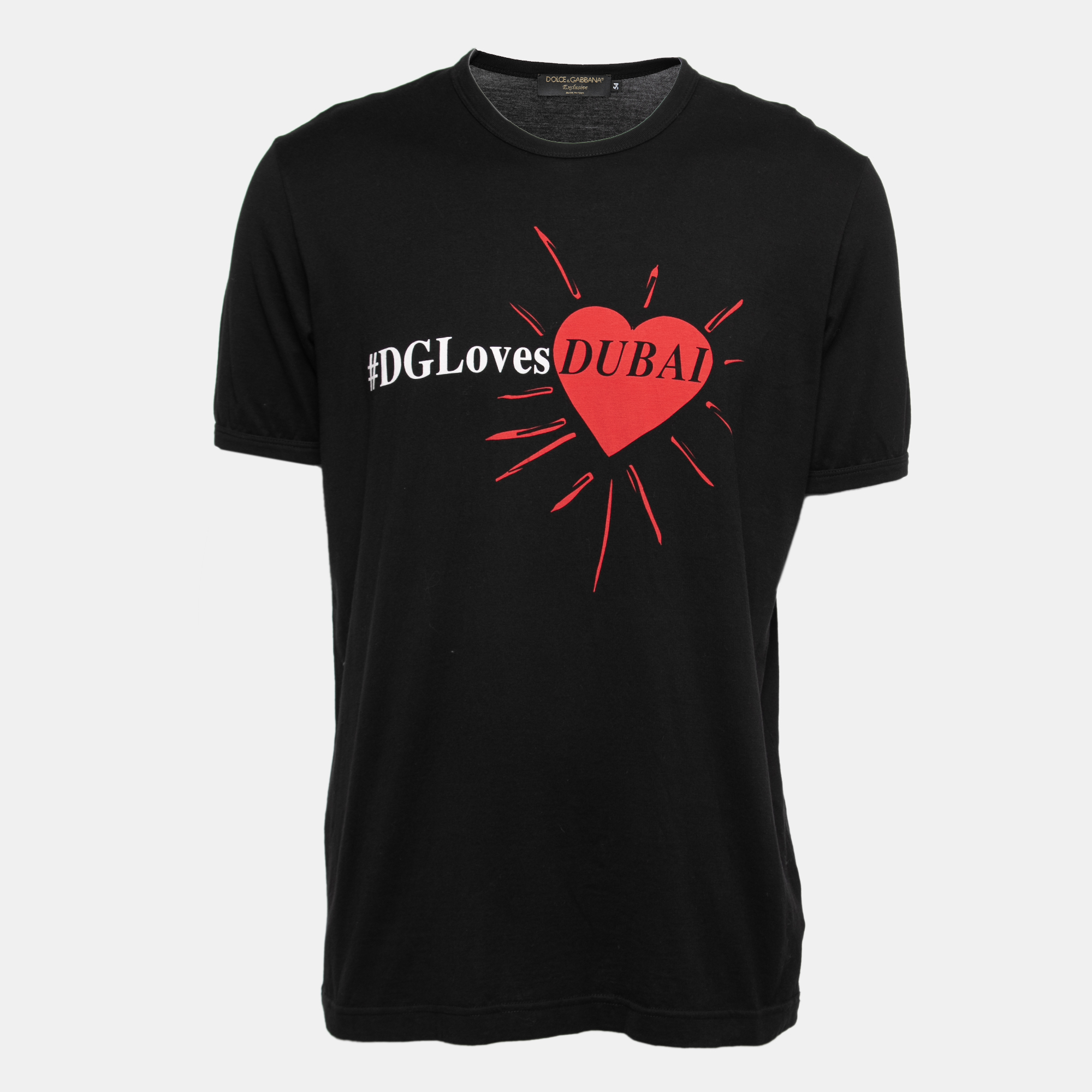 مملوكة مسبقًا Dolce & Gabbana Black Printed Cotton Short Sleeve T-Shirt XXL