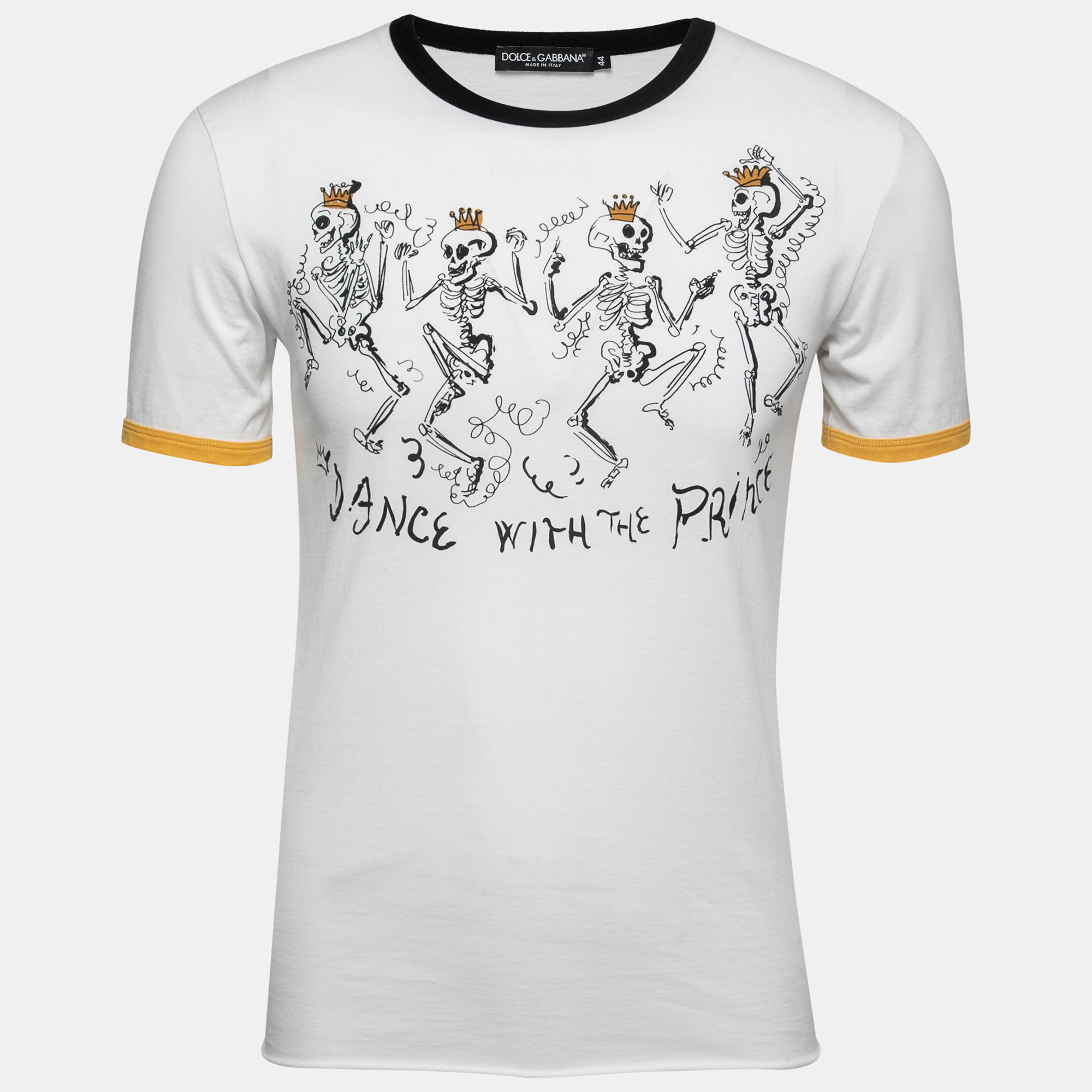 Pre-owned Dolce & Gabbana White Dance With The Price Print Cotton T-shirt Xs