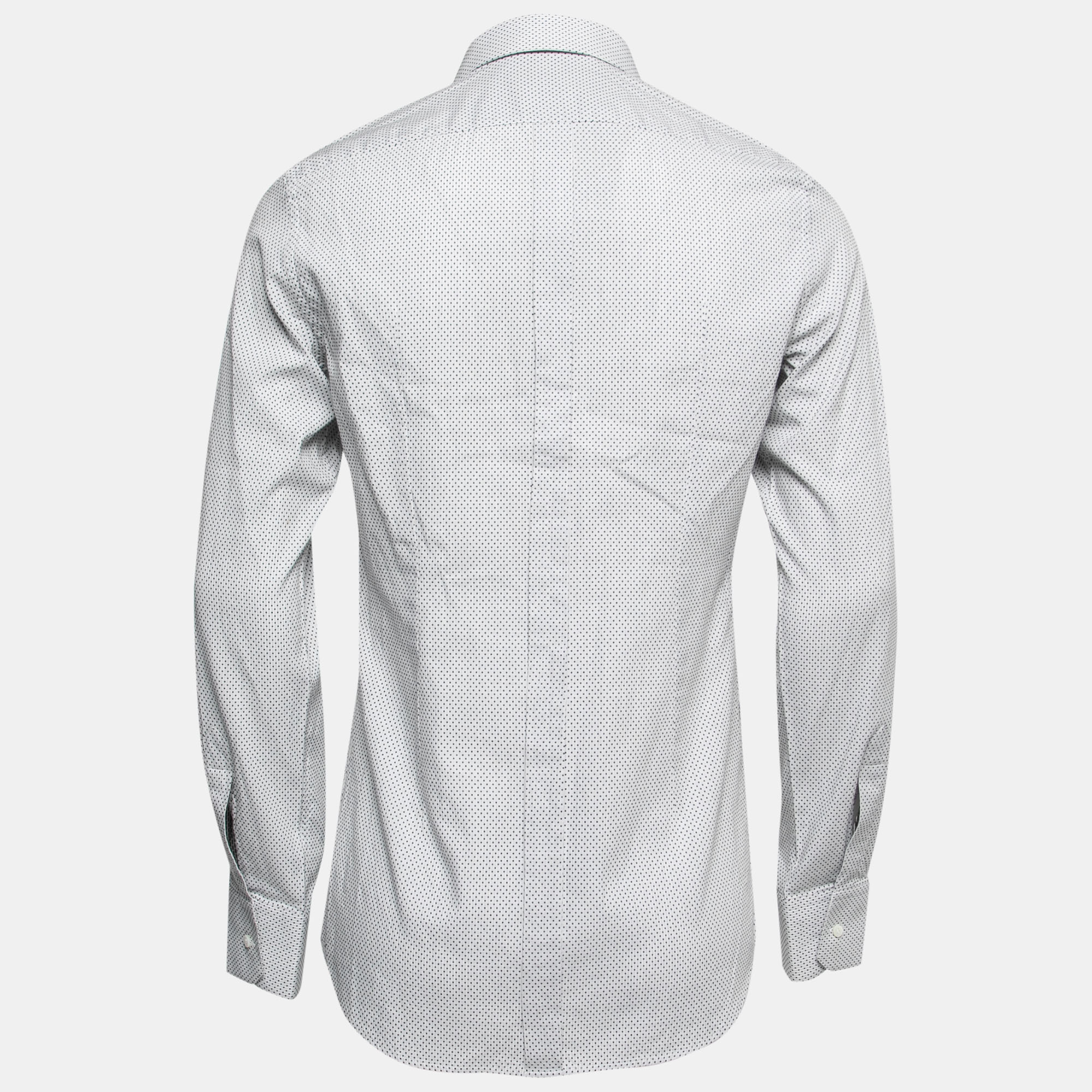 

Dolce & Gabbana White & Black Polka Dotted Cotton Shirt