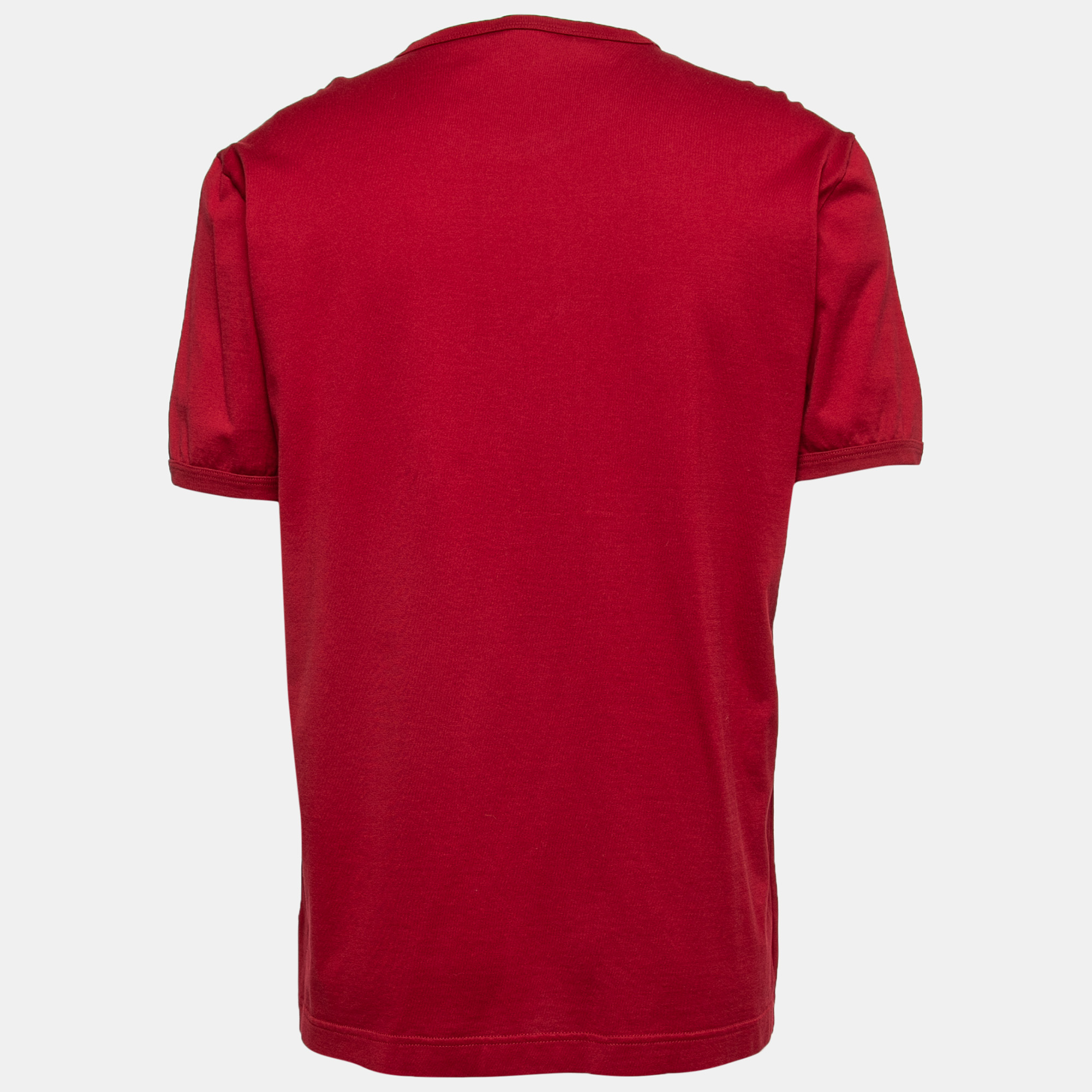 

Dolce & Gabbana Red Logo Printed Cotton Short Sleeve T-Shirt