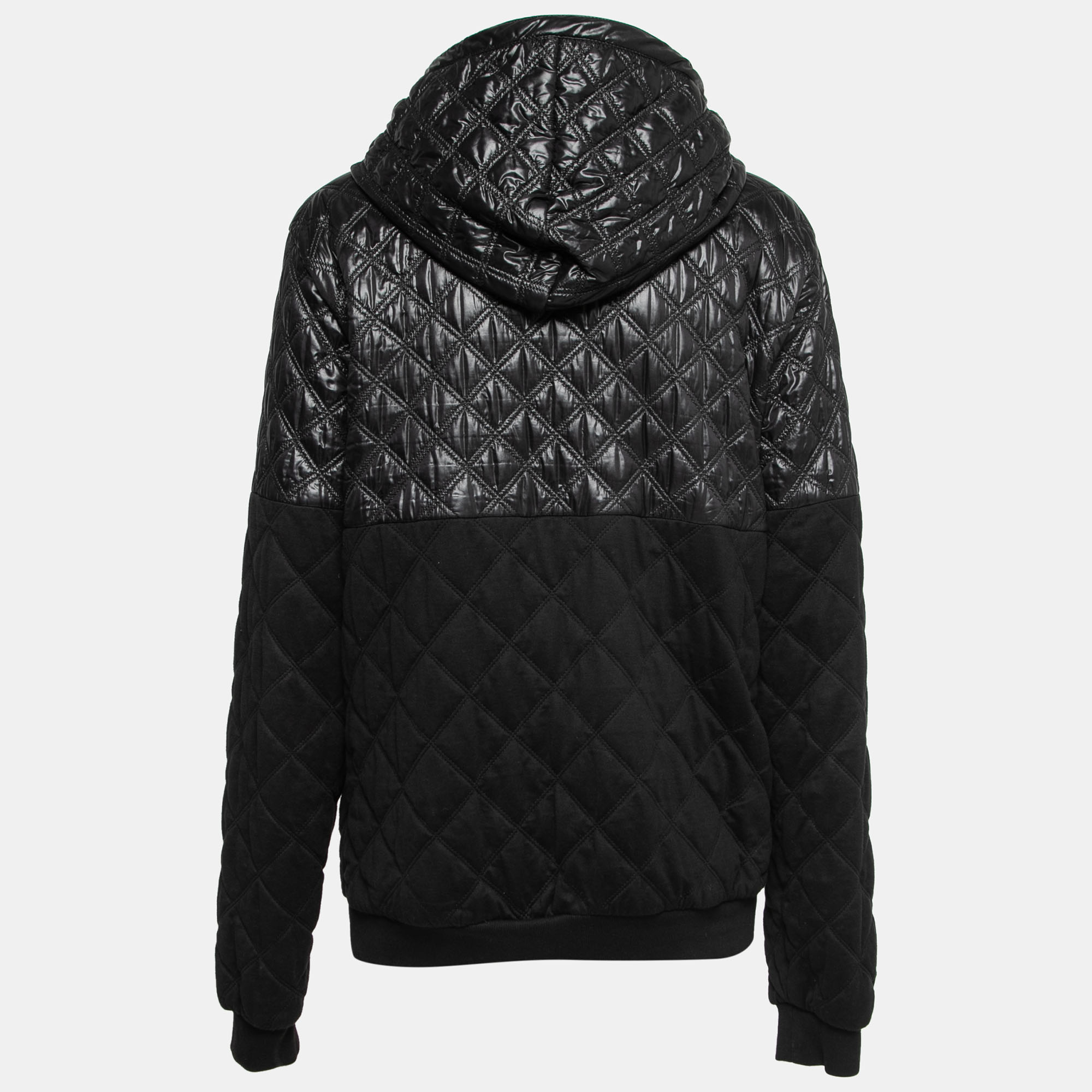 

Dolce & Gabbana Black Synthetic & Cotton Quilted Hooded Jacket