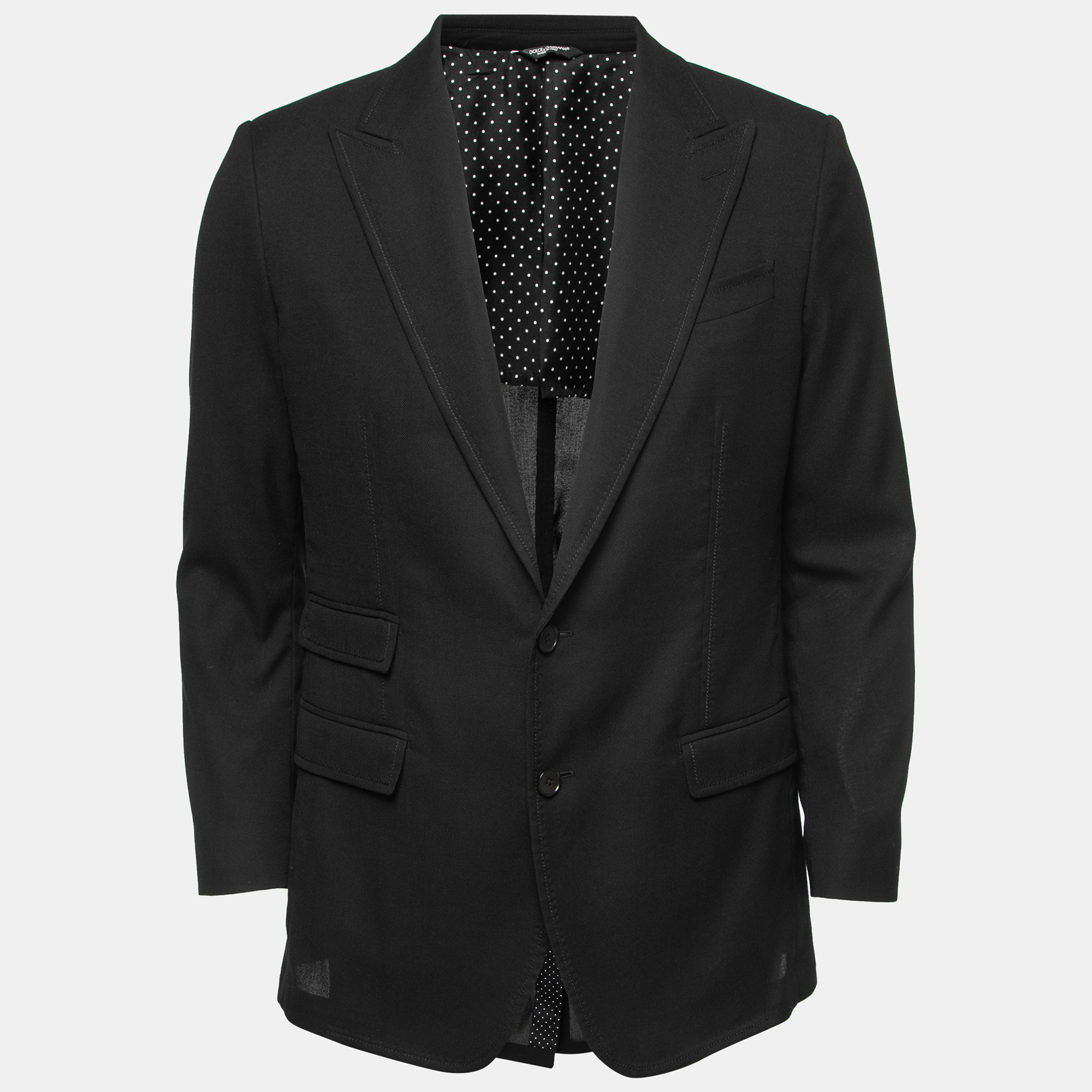Pre-owned Dolce & Gabbana Black Wool Tailored Taormina Blazer L