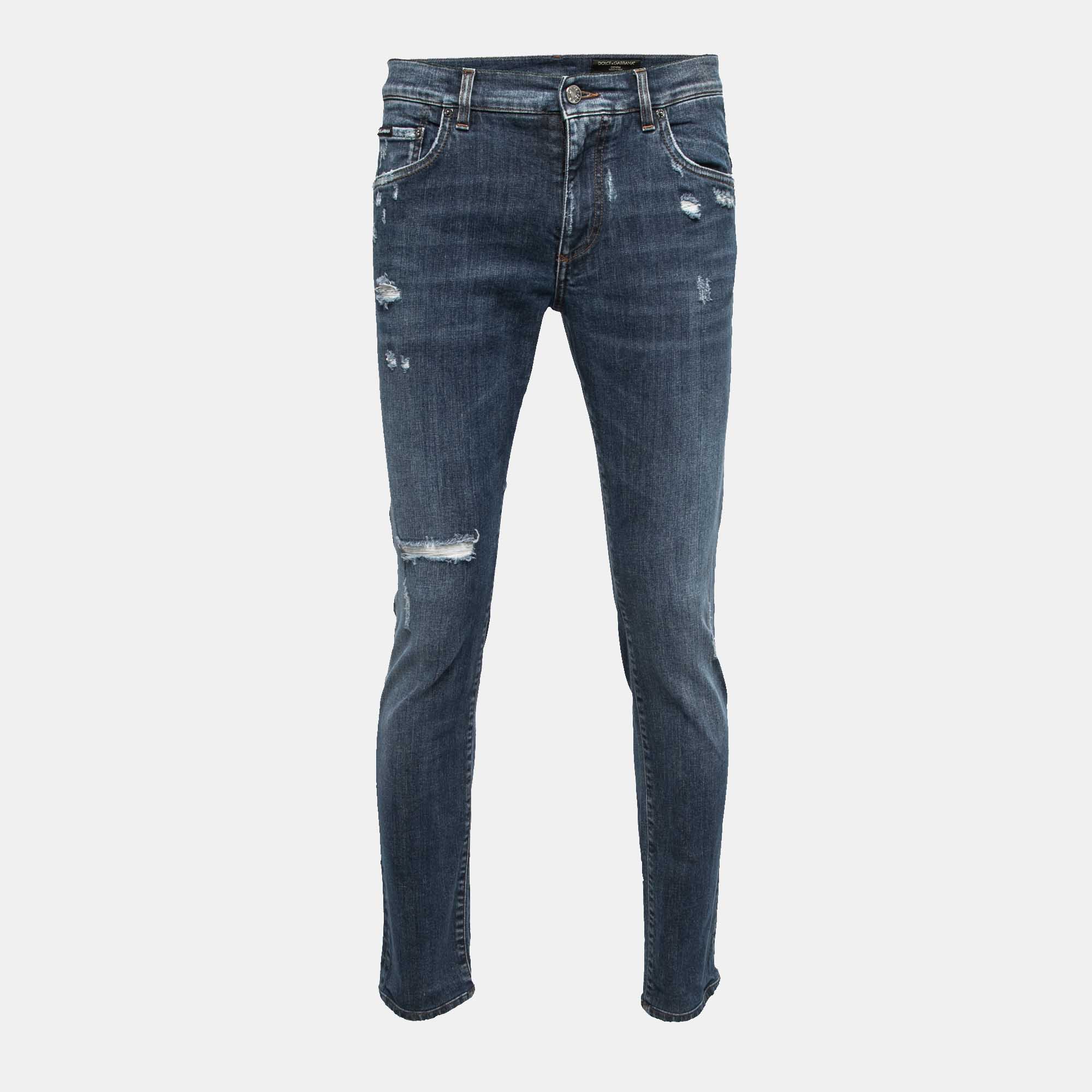 Pre Owned Dolce & Gabbana Blue Denim Slim Fit Jeans M Waist 32"