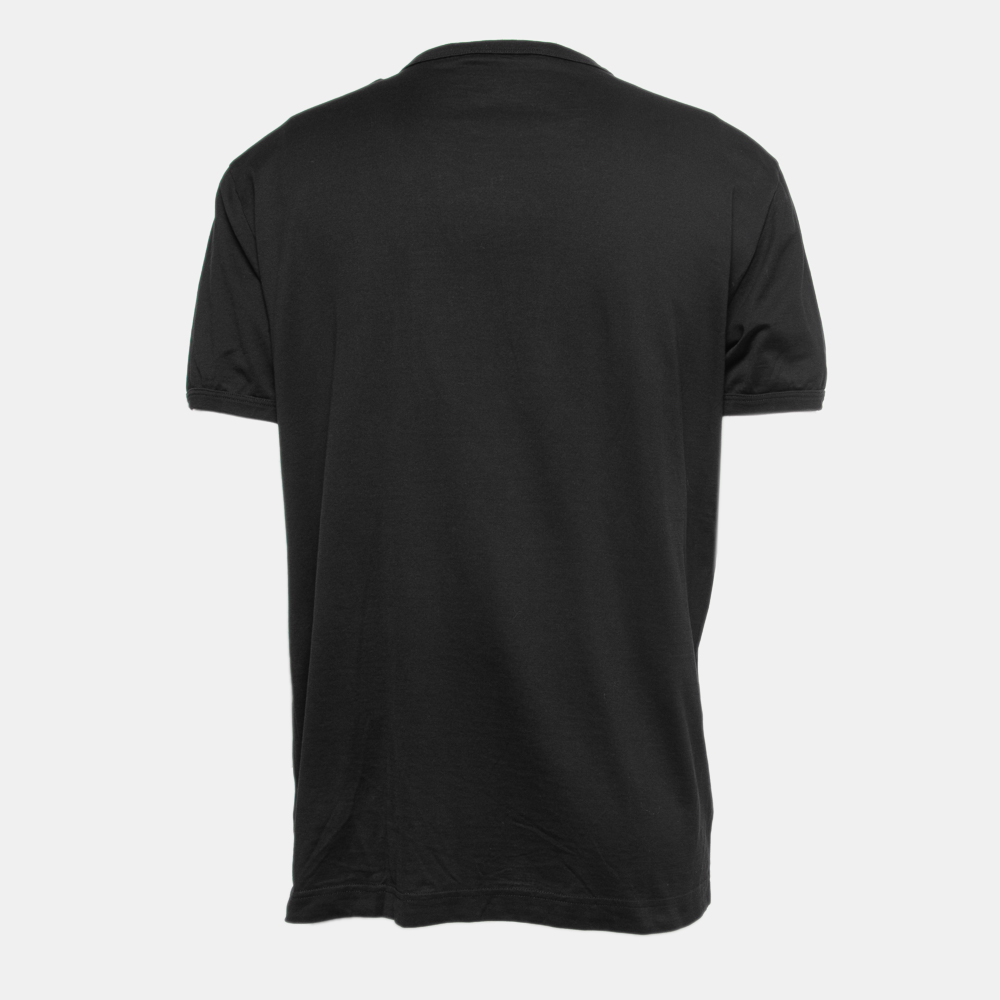 

Dolce & Gabbana Black Cotton Crest Applique T-Shirt