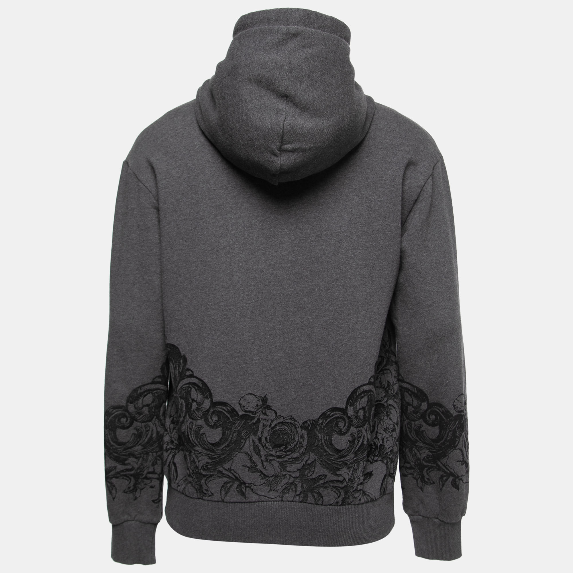 

Dolce & Gabbana Grey Floral Bee Print Cotton Hooded Sweatshirt