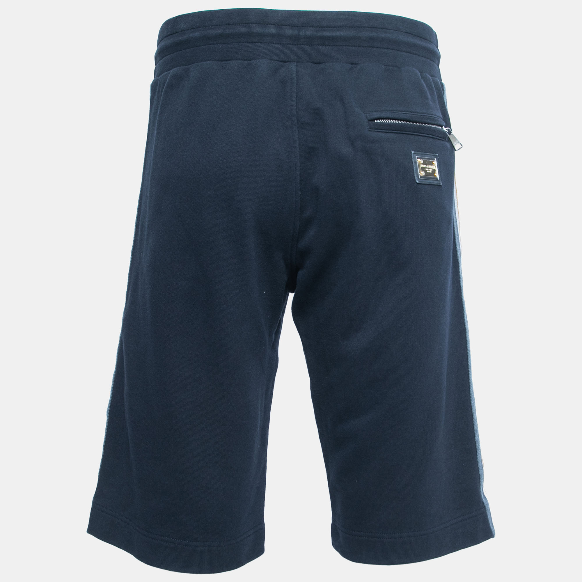 

Dolce & Gabbana Navy Blue Cotton Side Stripe Drawstring Shorts