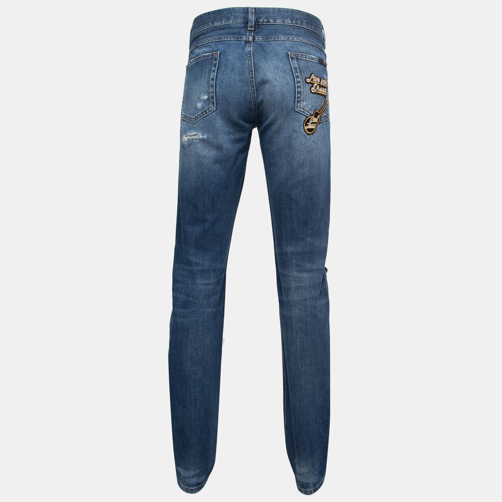

Dolce & Gabbana Blue Distressed Ripped Denim Classic Jeans  Waist 36