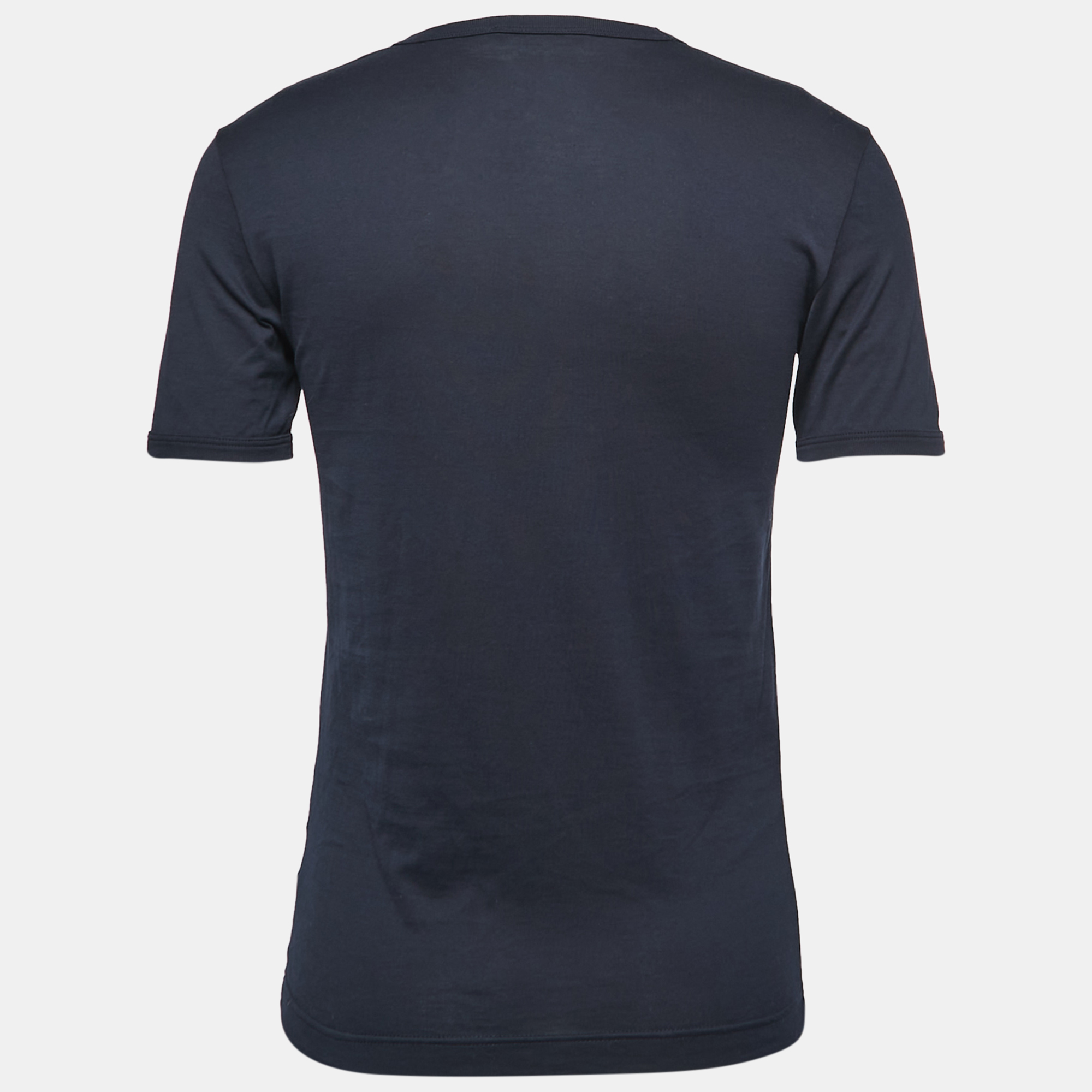 

Dolce & Gabbana Navy Blue Cotton V-Neck T-Shirt