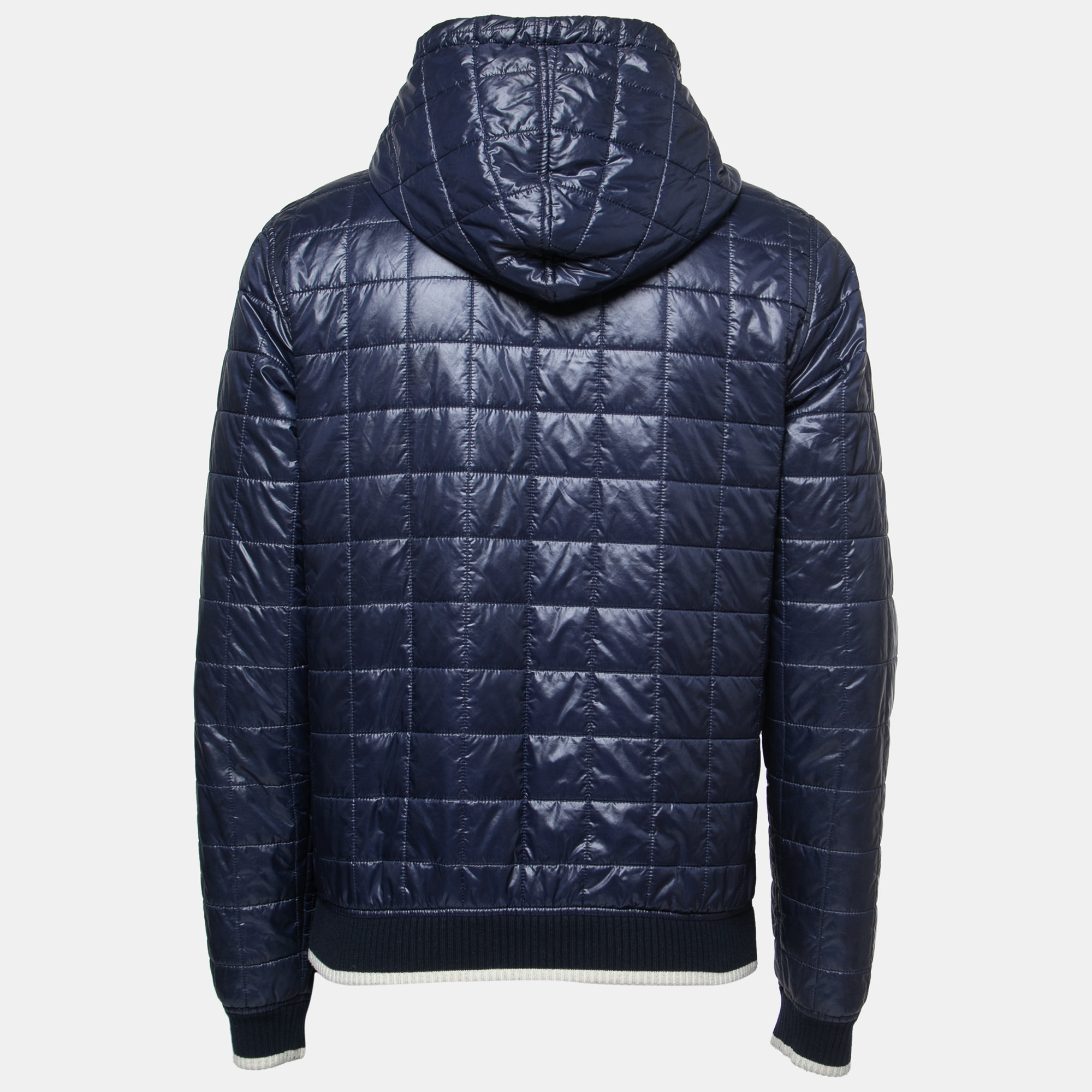 

Dolce & Gabbana Navy Blue Nylon Quilted Hooded Jacket