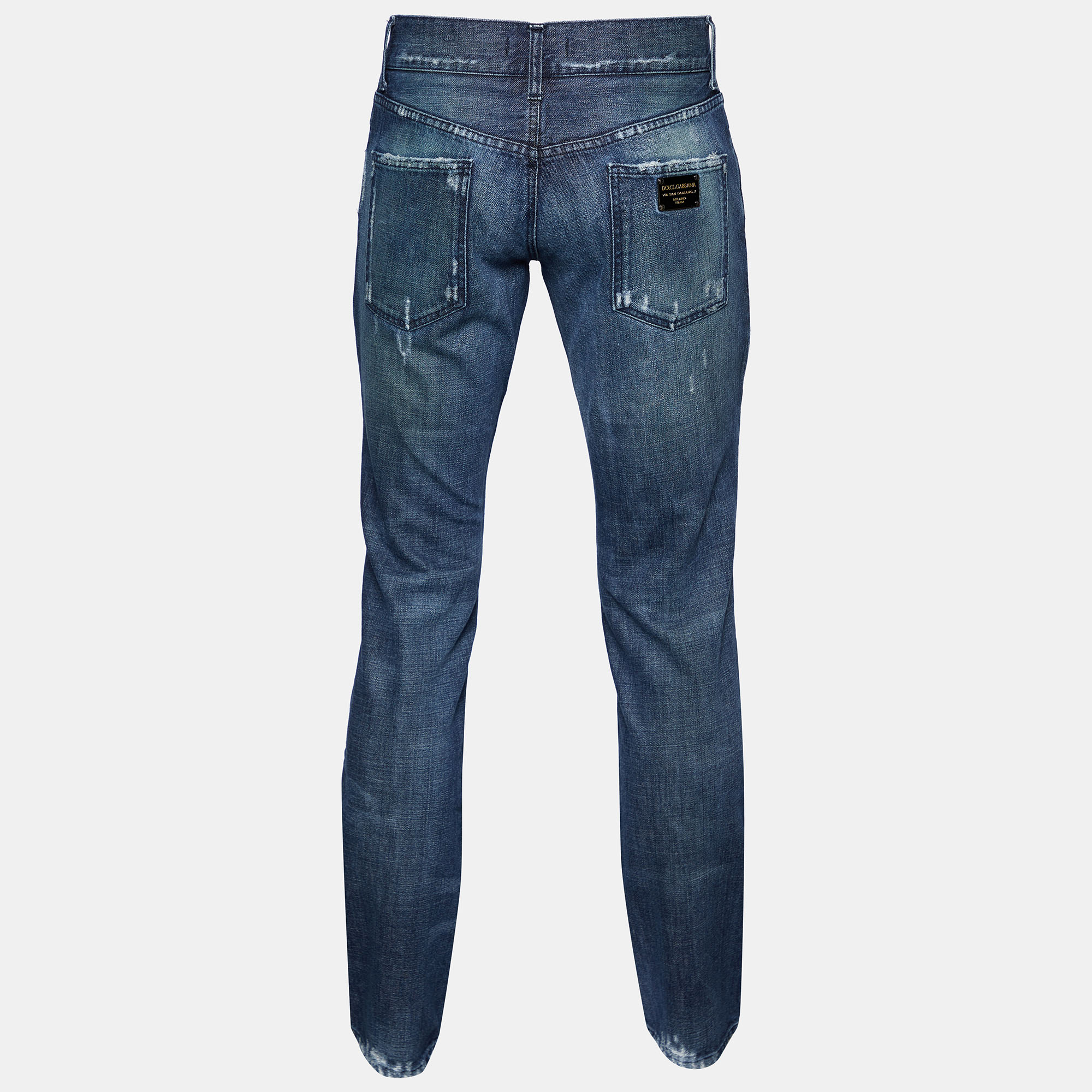 

Dolce & Gabbana Navy Blue Denim Distressed Jeans