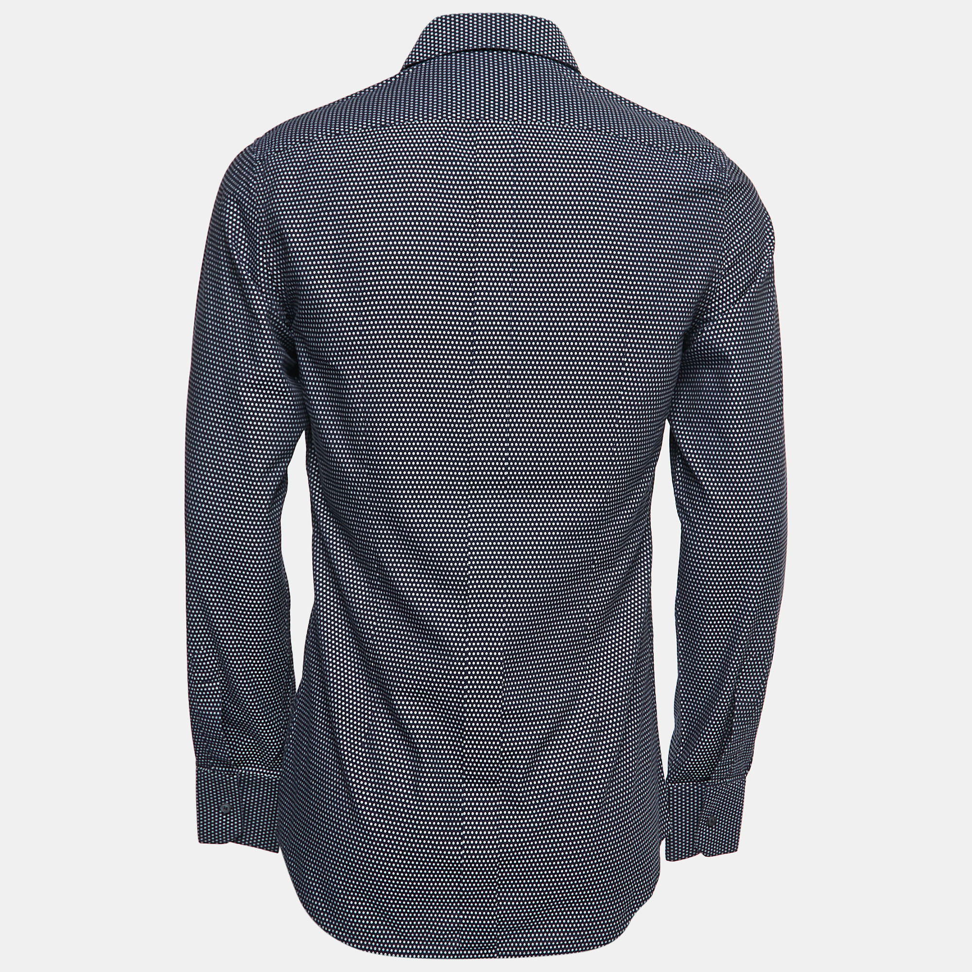 

Dolce & Gabbana Navy Blue Printed Cotton Full Sleeve Shirt
