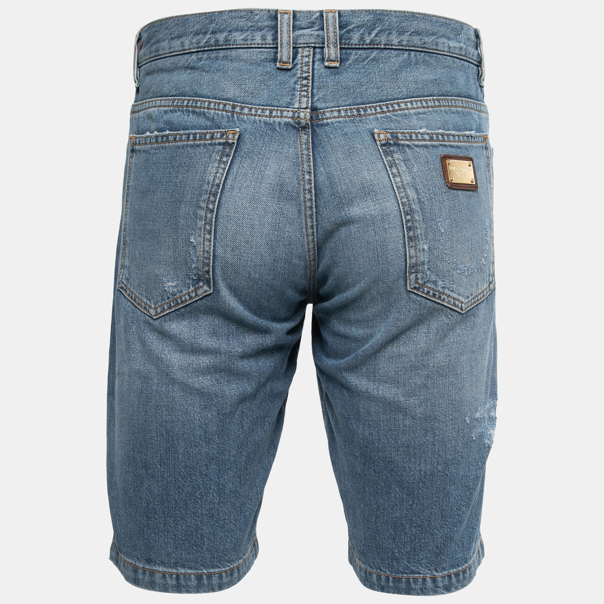 

Dolce & Gabbana Blue Distressed Denim Bermuda Shorts