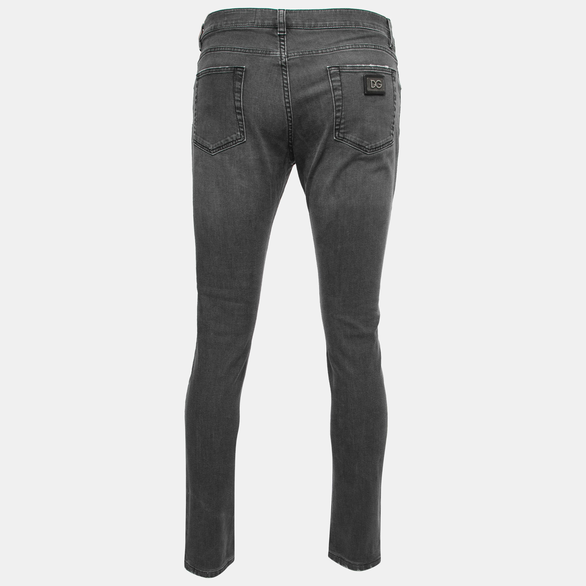 

Dolce & Gabbana Grey Washed Distressed Denim Skinny Jeans Waist 35