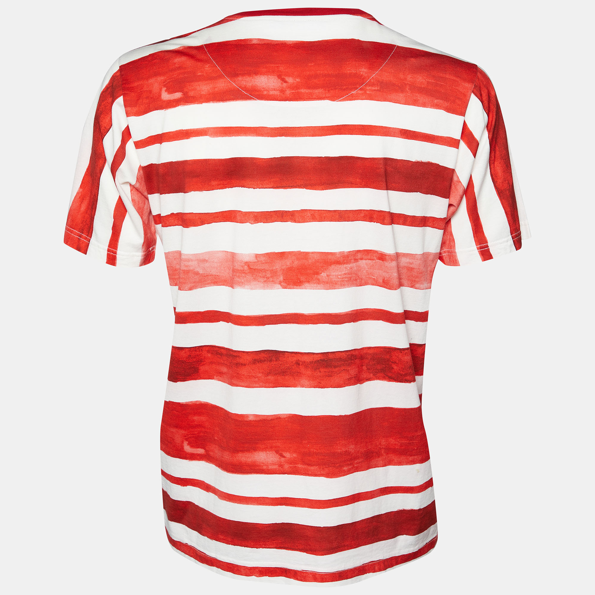 

Dolce & Gabbana Red Striped Monkey Printed Cotton Knit T-Shirt