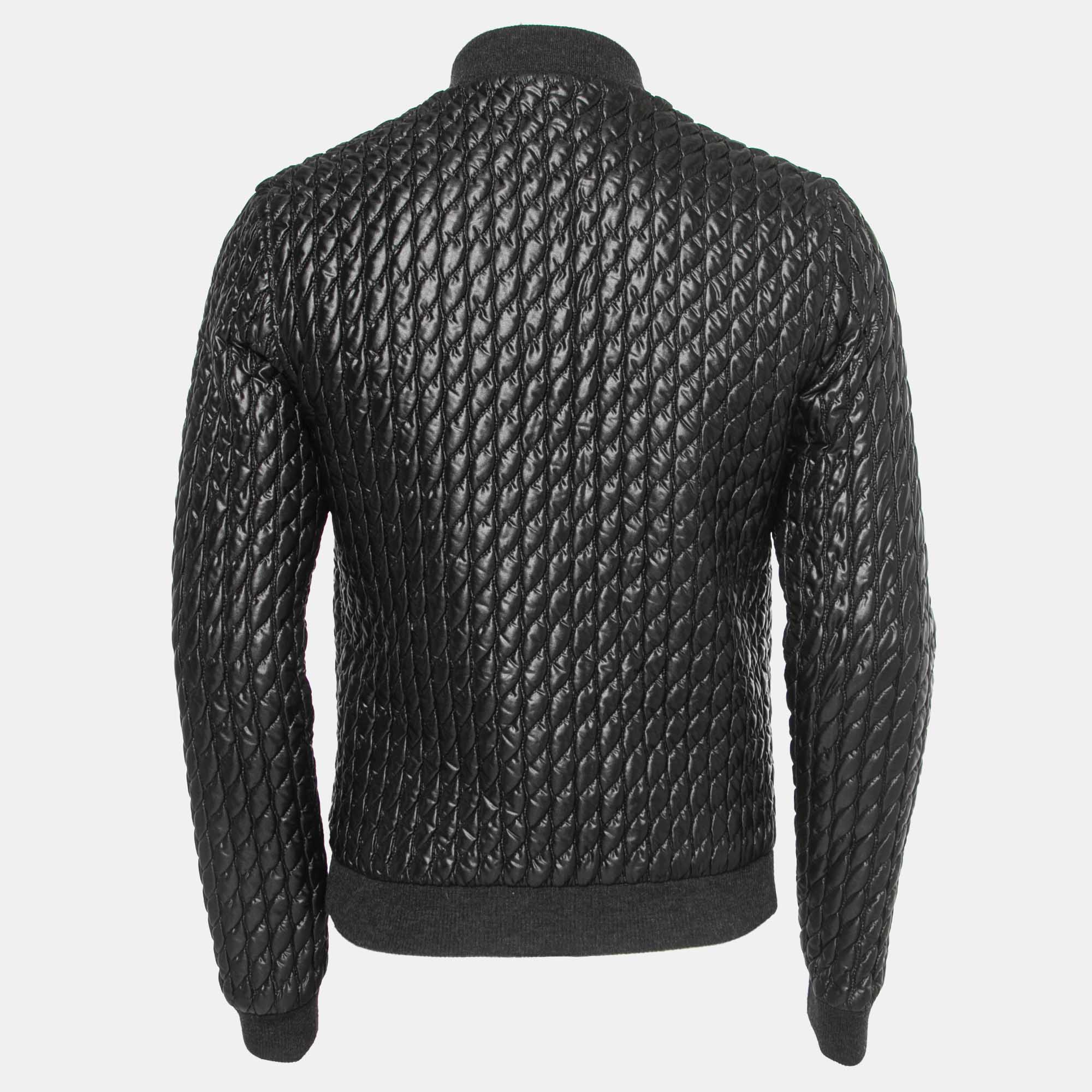 

Dolce & Gabbana Black Quilted Nylon Zip Front Bomber Jacket