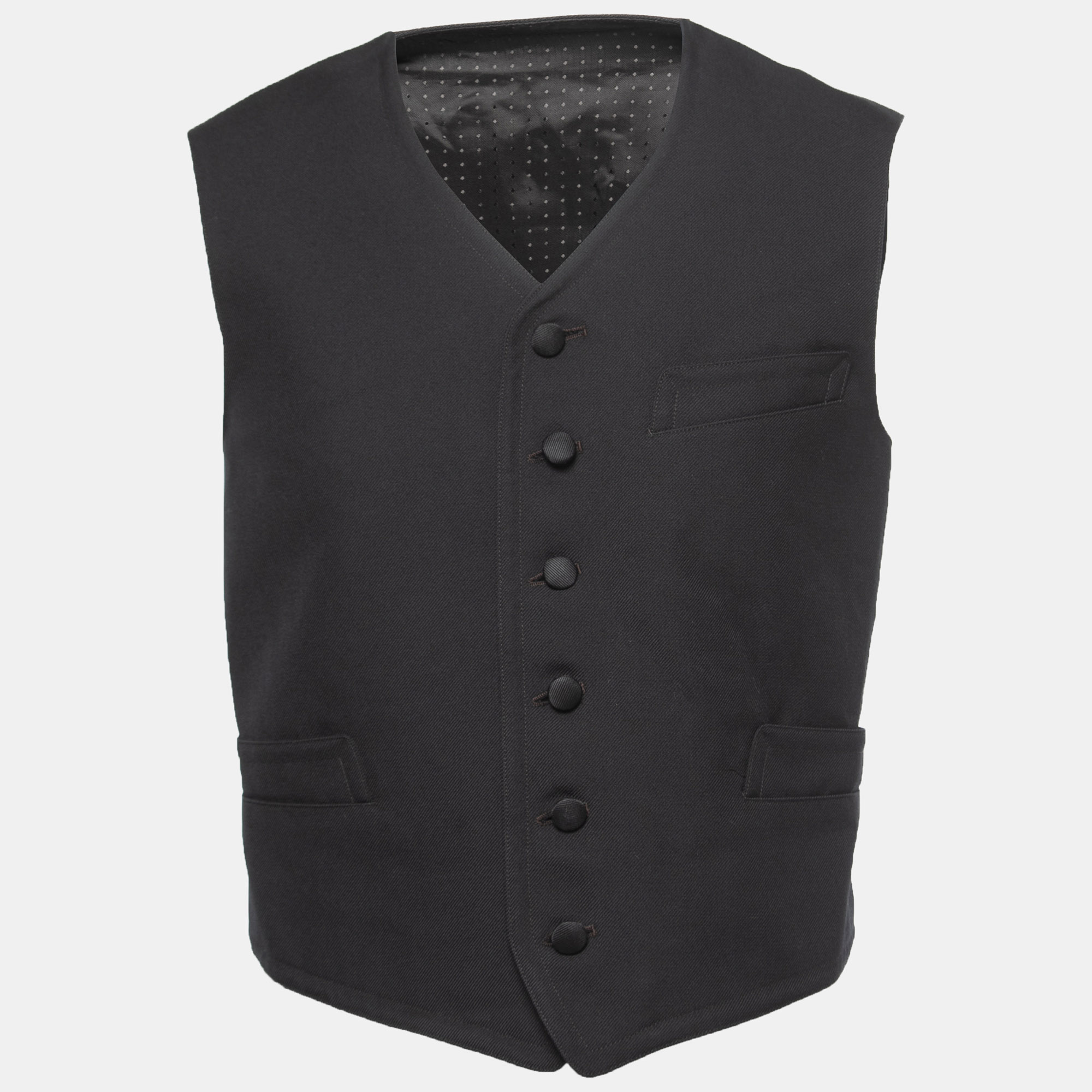 

Dolce & Gabbana Black Cotton Twill Waistcoat