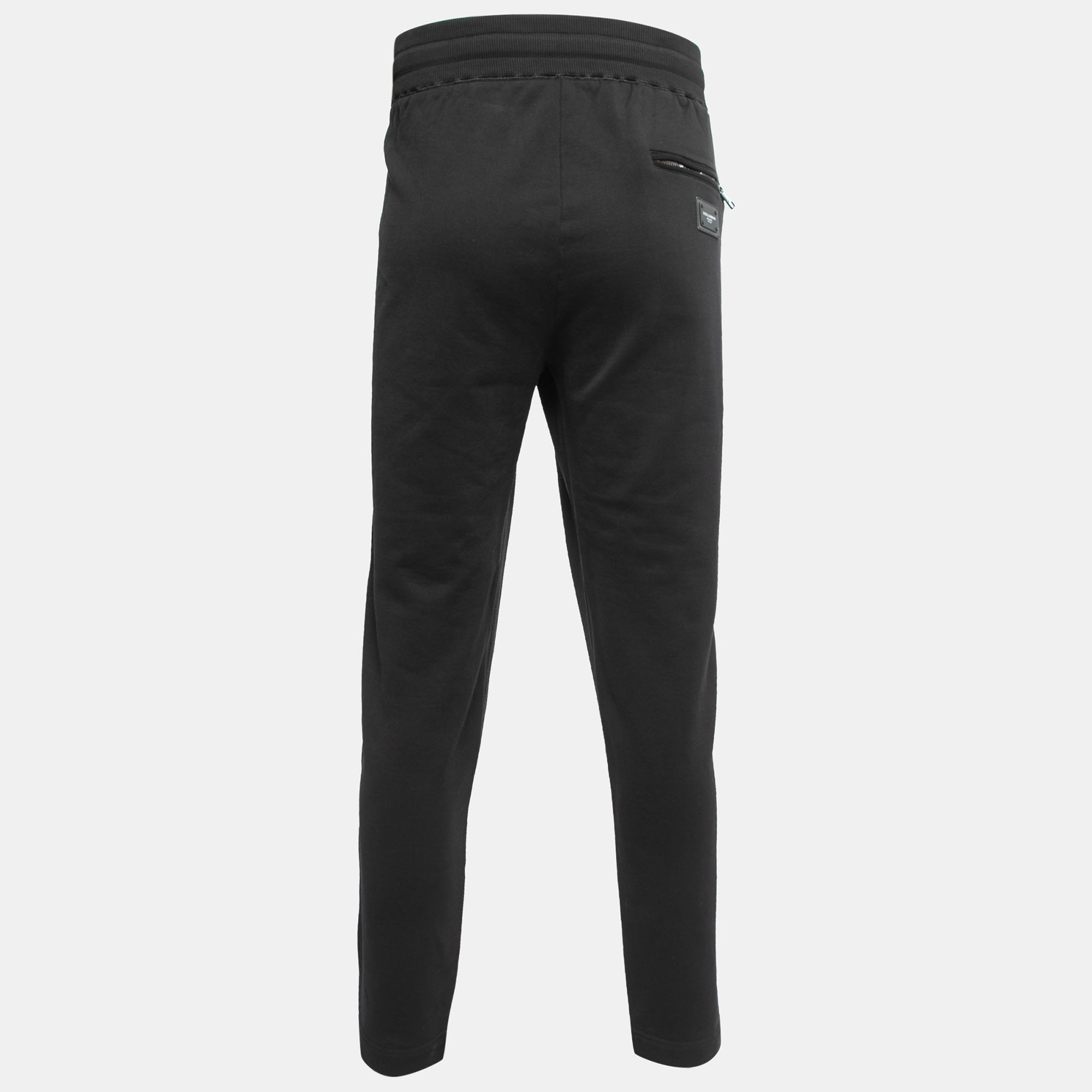 

Dolce & Gabbana Black Cotton Knit Zip Detail Track Pants