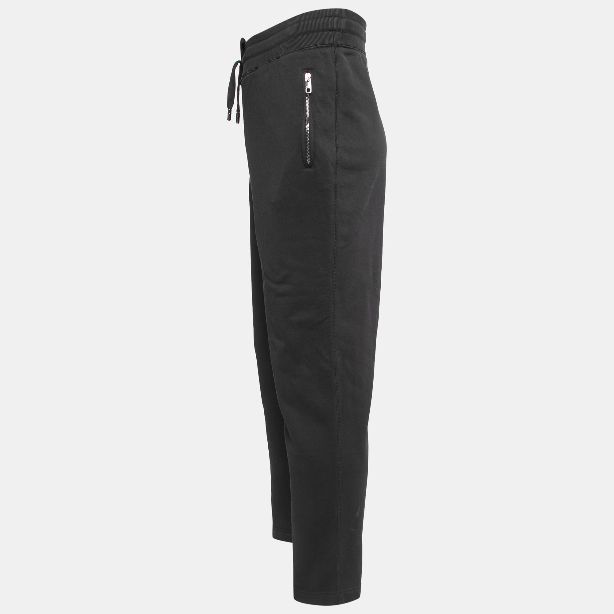 

Dolce & Gabbana Black Cotton Knit Zip Detail Track Pants
