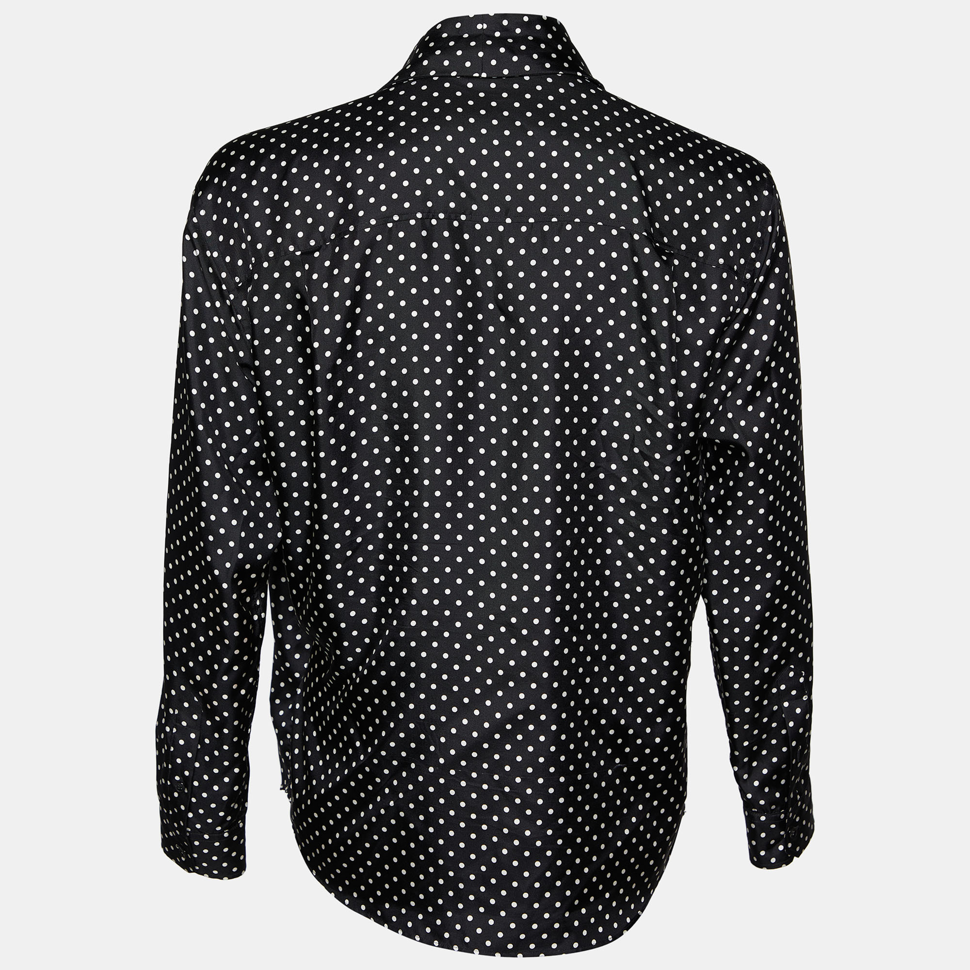 

Dolce & Gabbana Black Polka Dot Silk Wrap Shirt