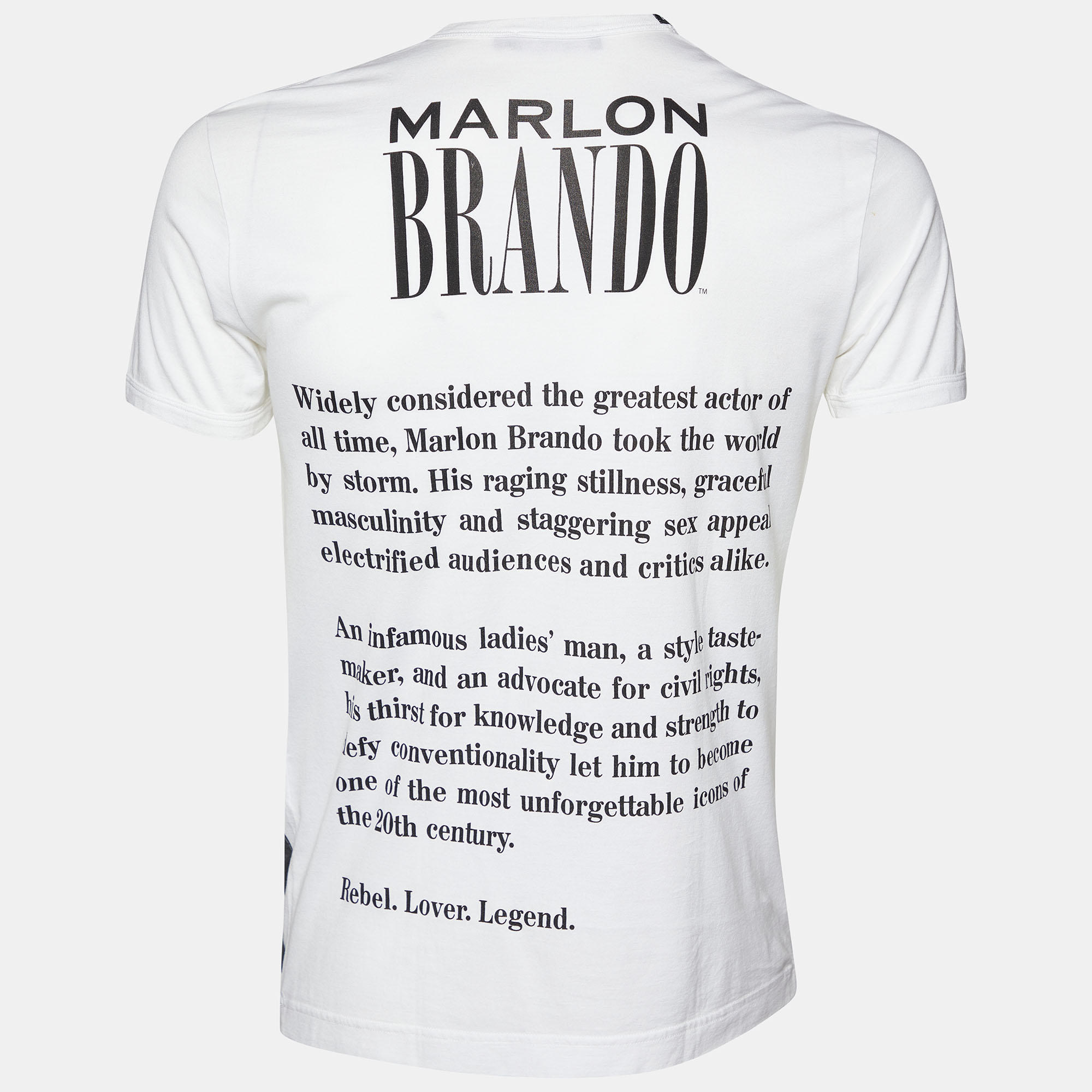 

Dolce & Gabbana White Pensive Marlon Brando Printed Cotton T-Shirt