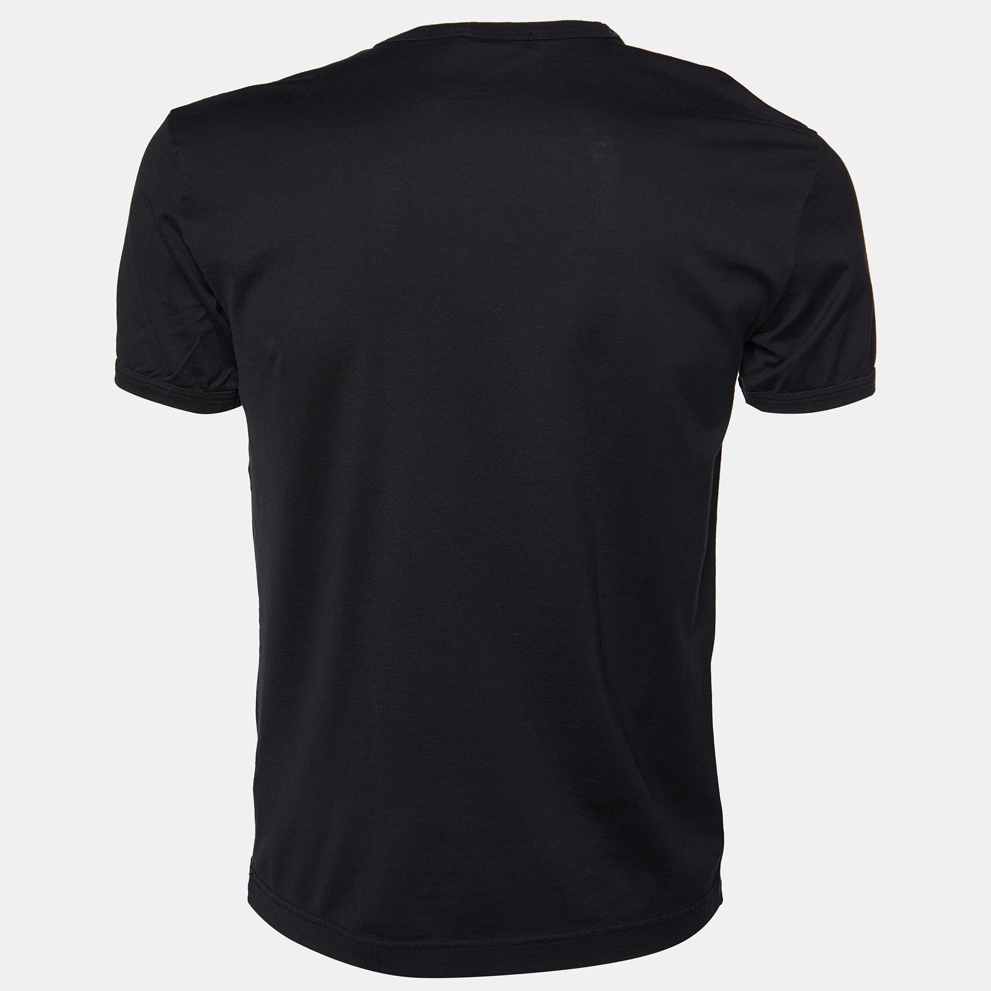 

Dolce & Gabbana Black Cotton Knit V-Neck T-Shirt