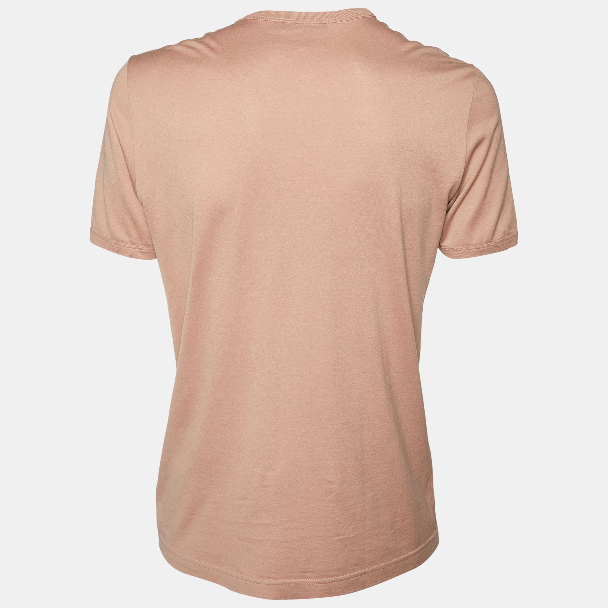 

Dolce & Gabbana Salmon Pink Cotton Knit V-Neck T-Shirt