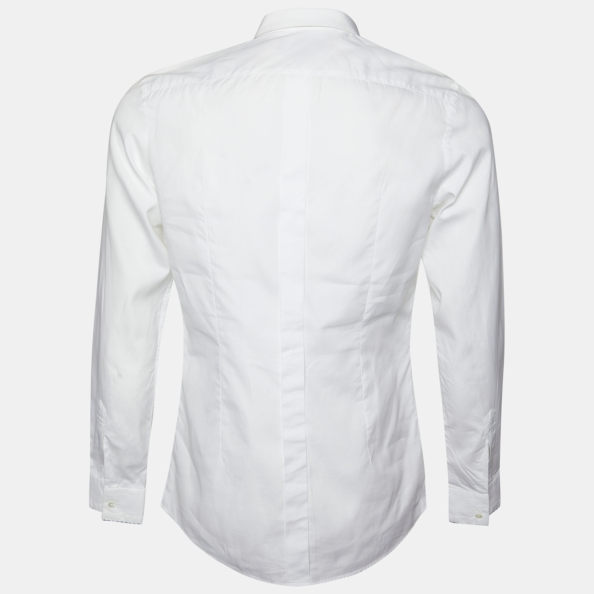 

Dolce & Gabbana White Cotton Lace Ruffle Trim Tuxedo Shirt