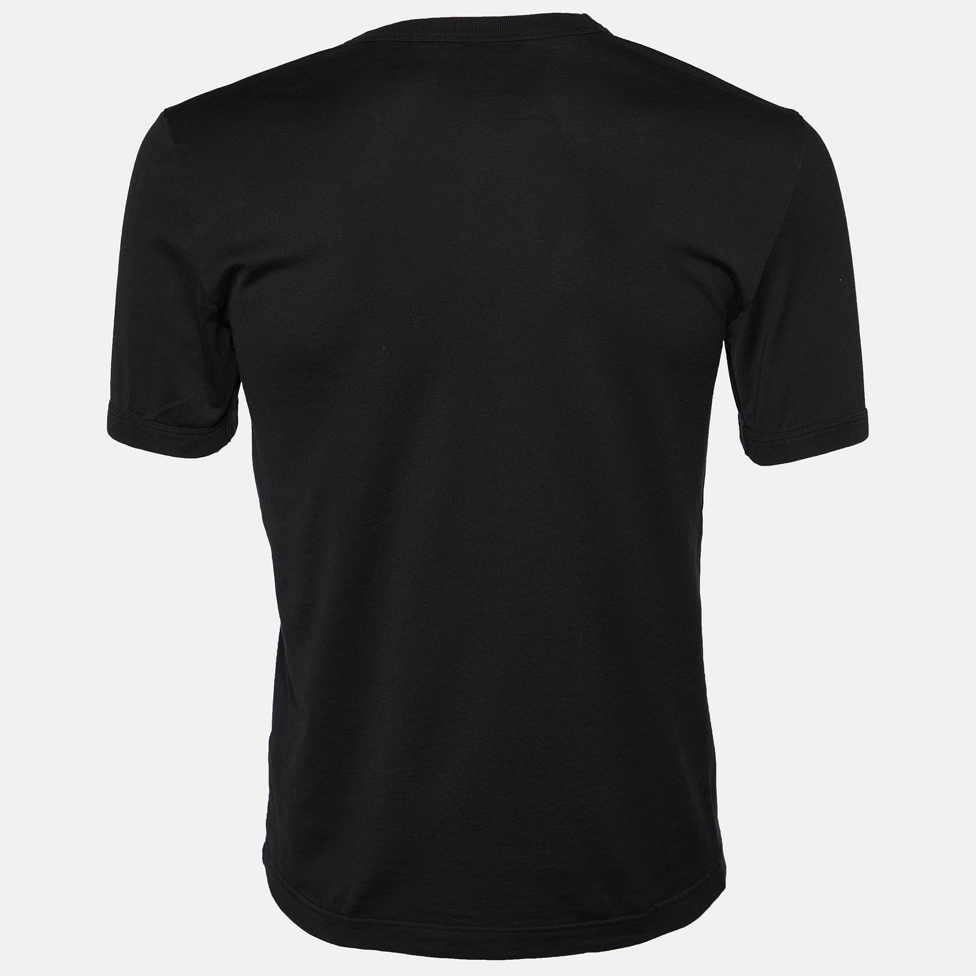 

Dolce & Gabbana Black Cotton Knit V-Neck T-Shirt