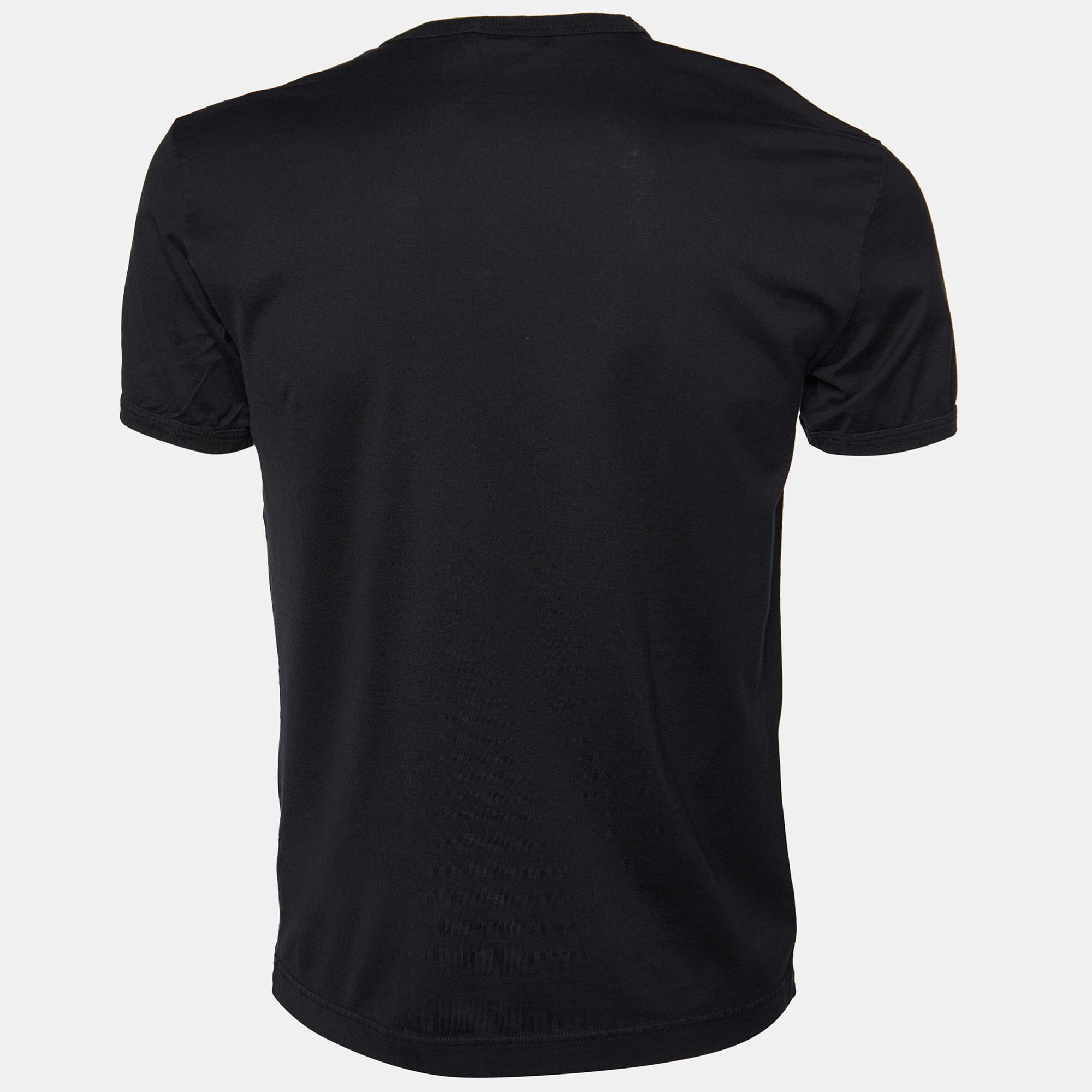

Dolce & Gabbana Black Cototn Knit V-Neck T-Shirt