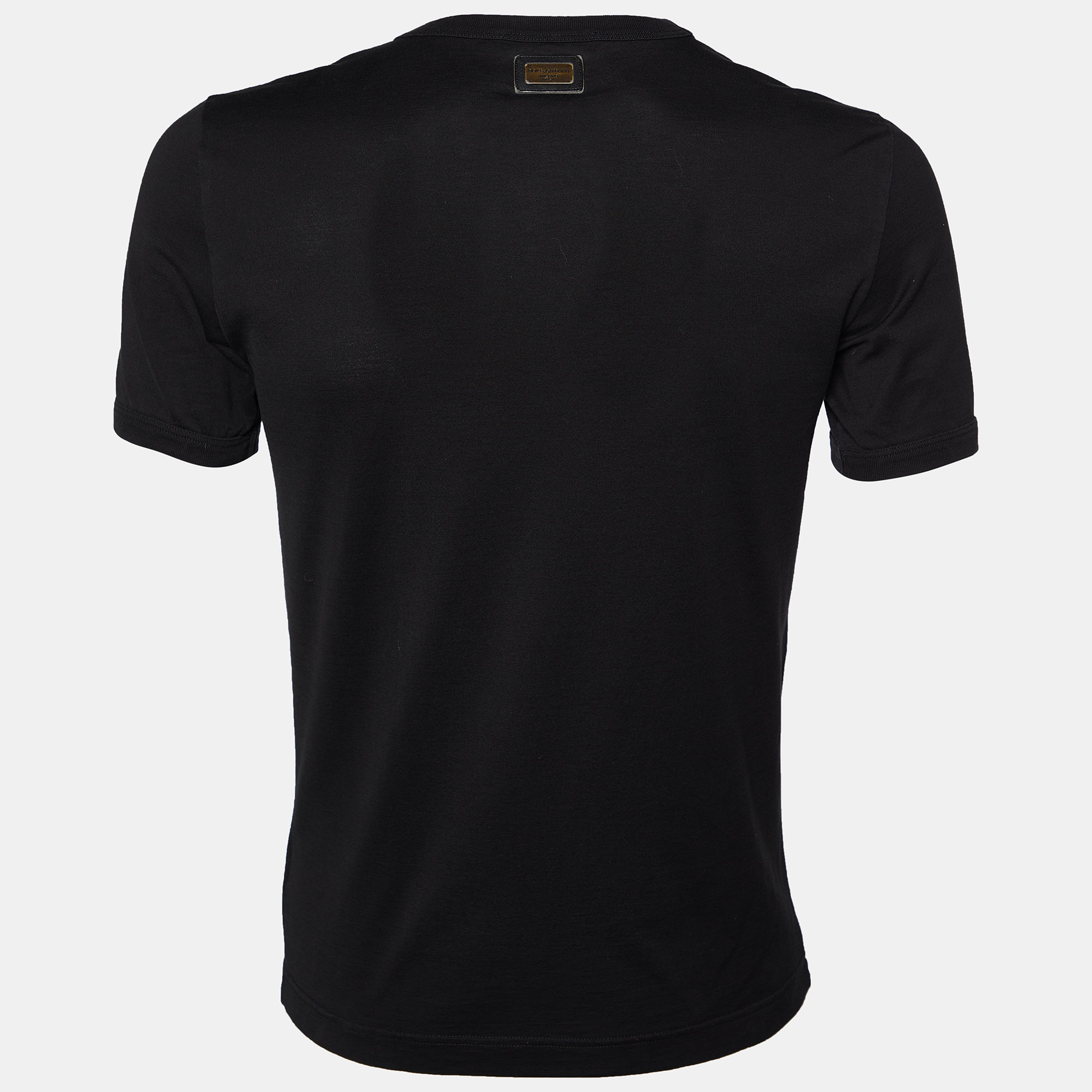 

Dolce & Gabbana Black Cotton Knit V-Neck T-Shirt