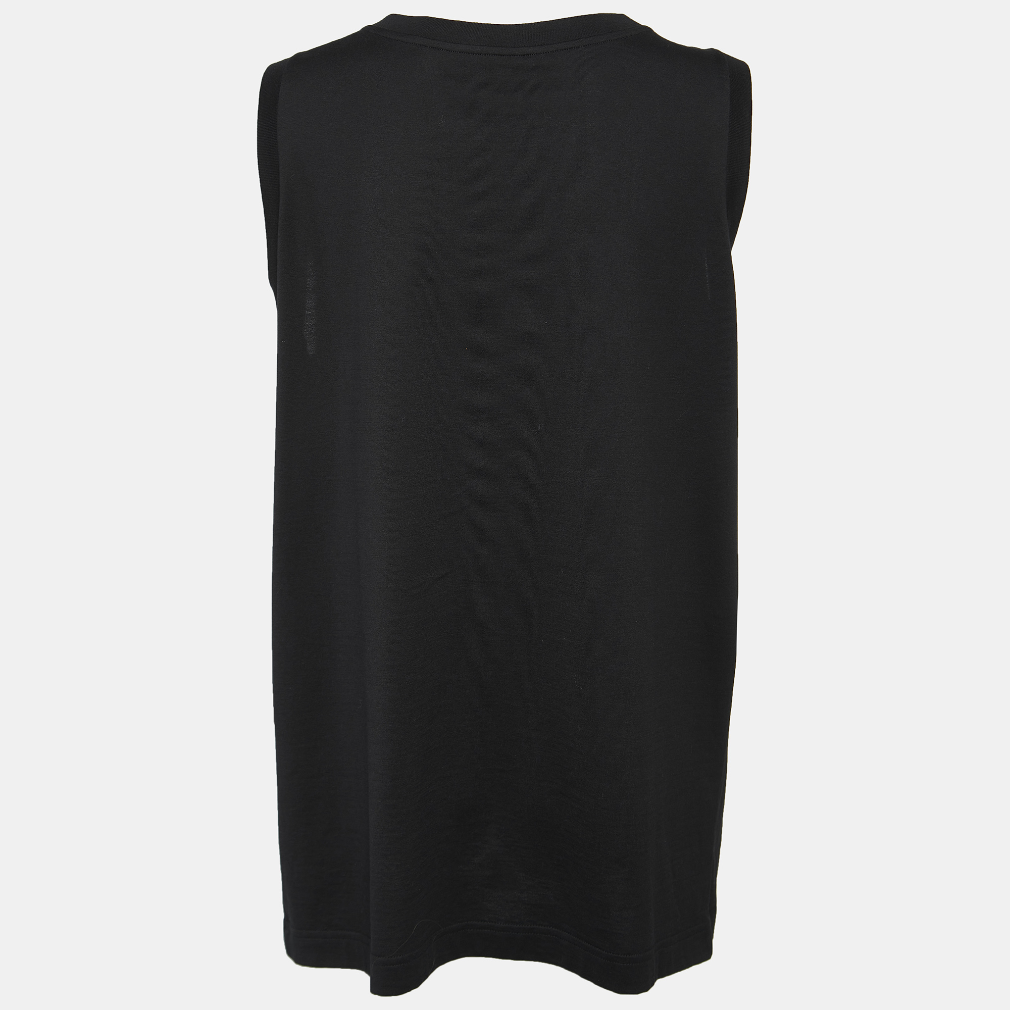 

Dolce & Gabbana Black Cotton Knit Logo Detail Sleeveless Tank Top